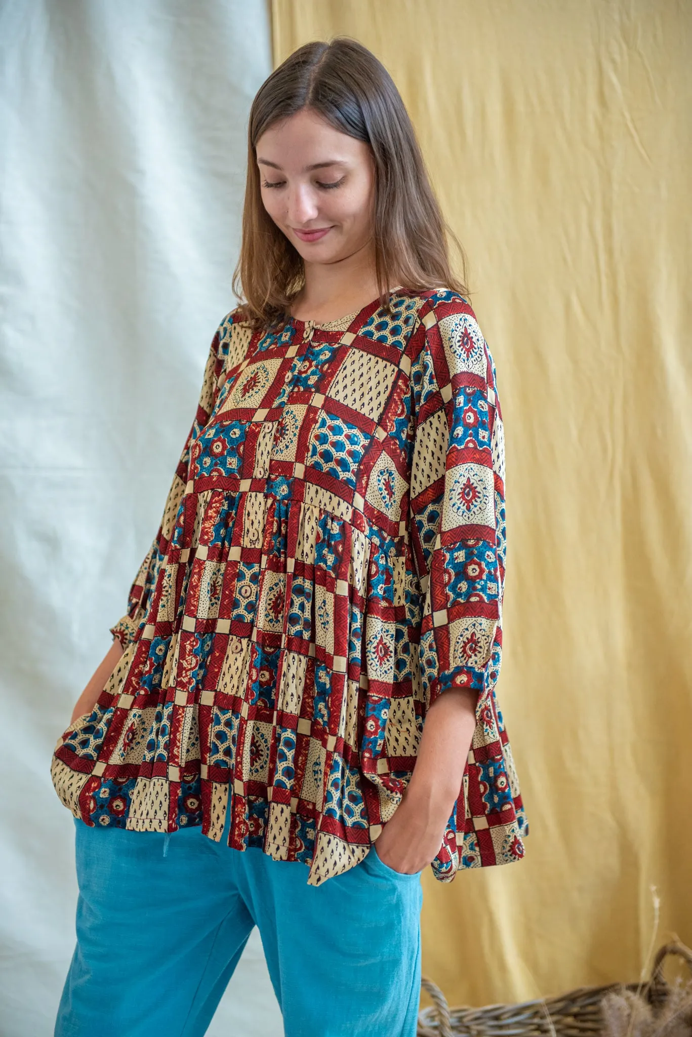 Ajrakh Yoke Shirt sold by Anjelms product image thumbnail 2