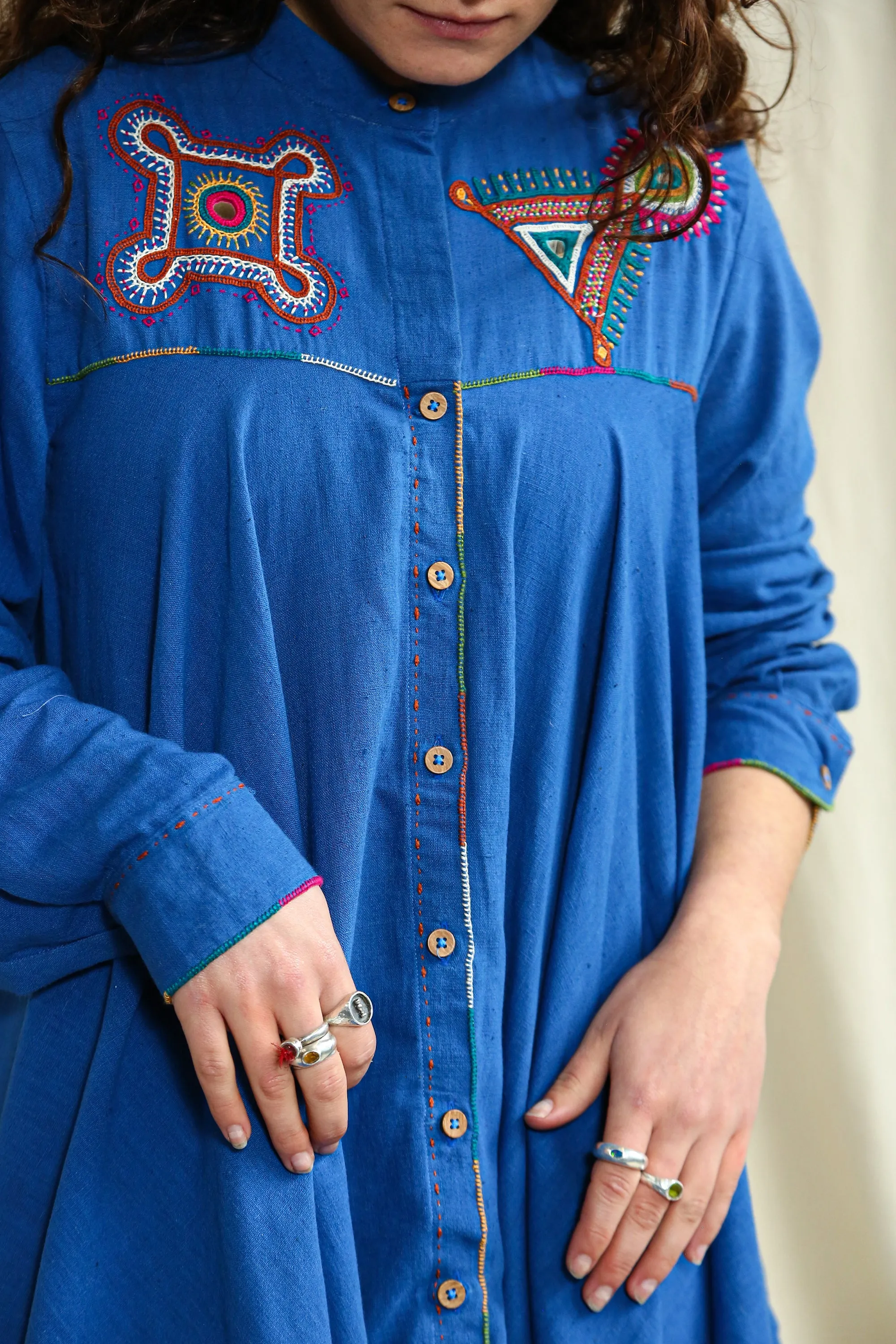 Hand Embroidered Shirt Dress – 2 colourways sold by Anjelms product image thumbnail 5