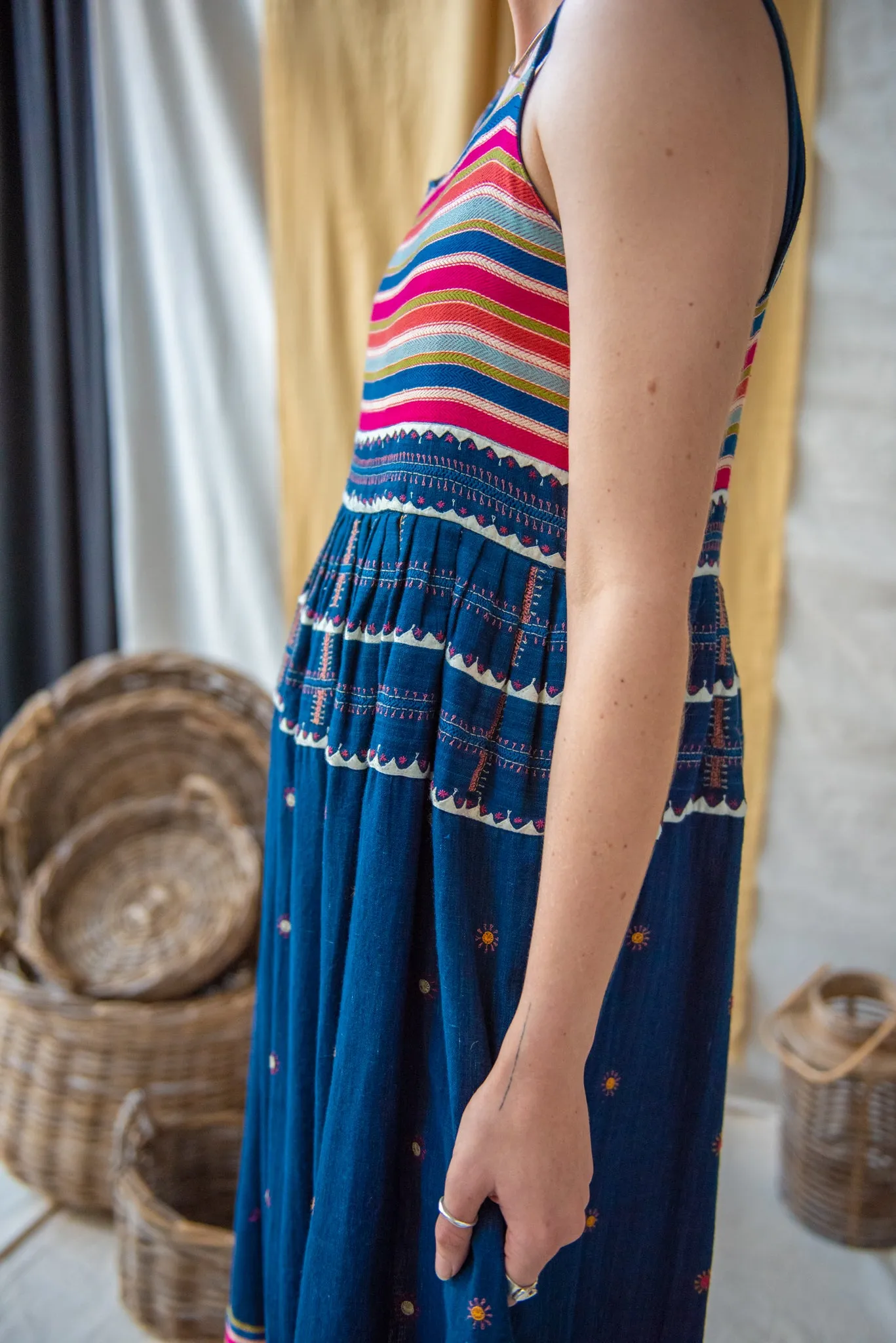 Embroidered Bodice Dress – Indigo sold by Anjelms product image thumbnail 5