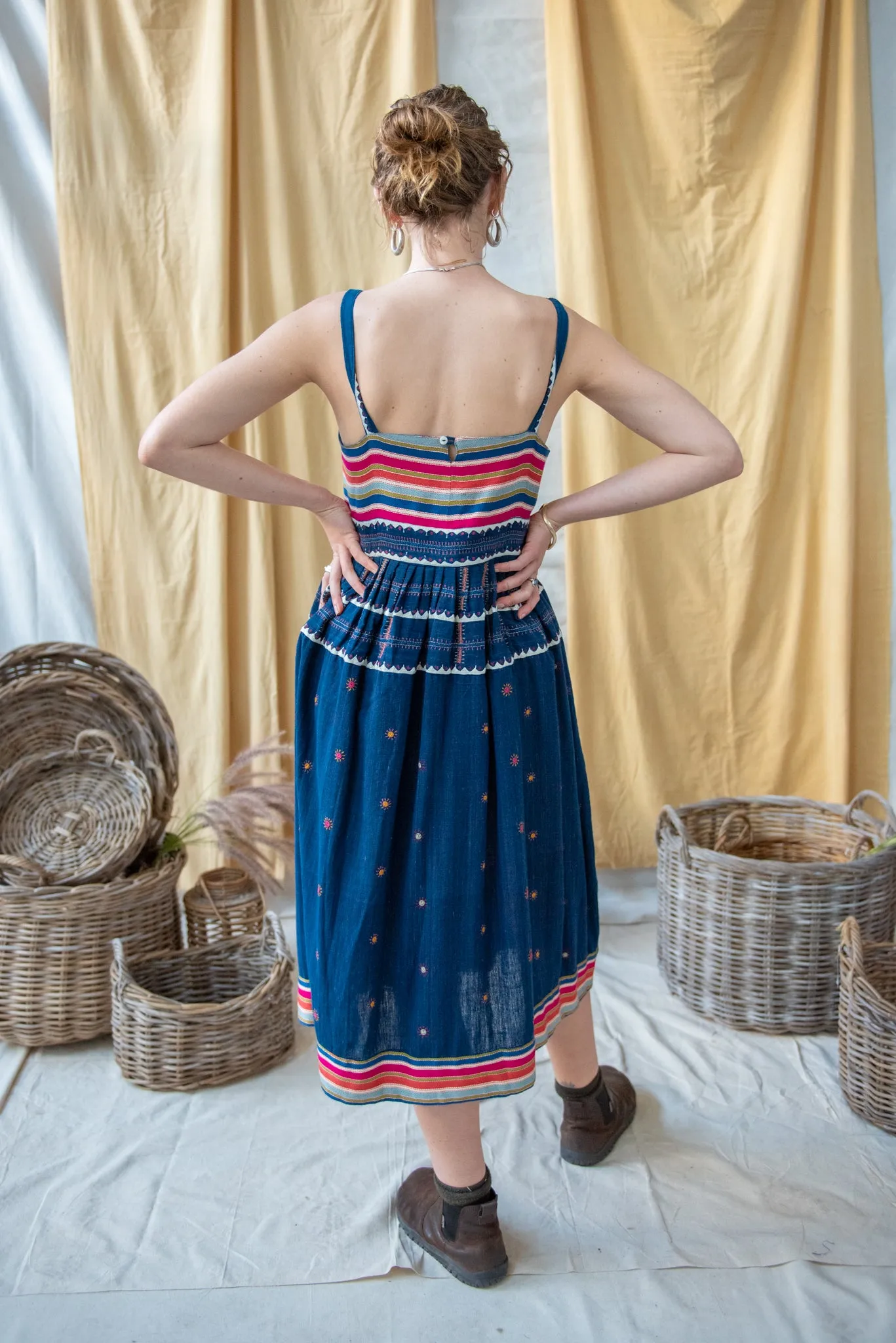 Embroidered Bodice Dress – Indigo sold by Anjelms product image thumbnail 3