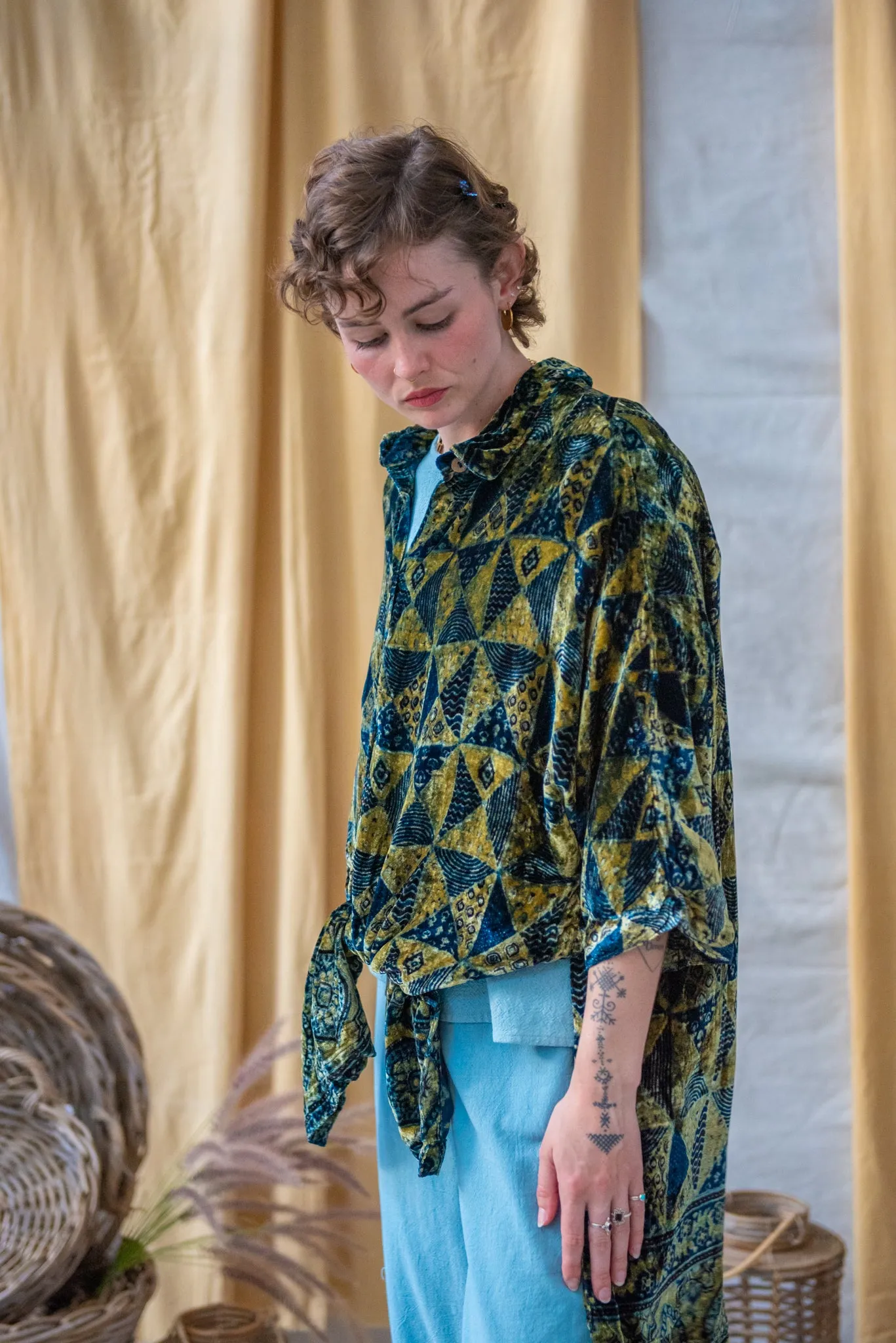 Velvet Oversized Shirt – 4 Colourways sold by Anjelms