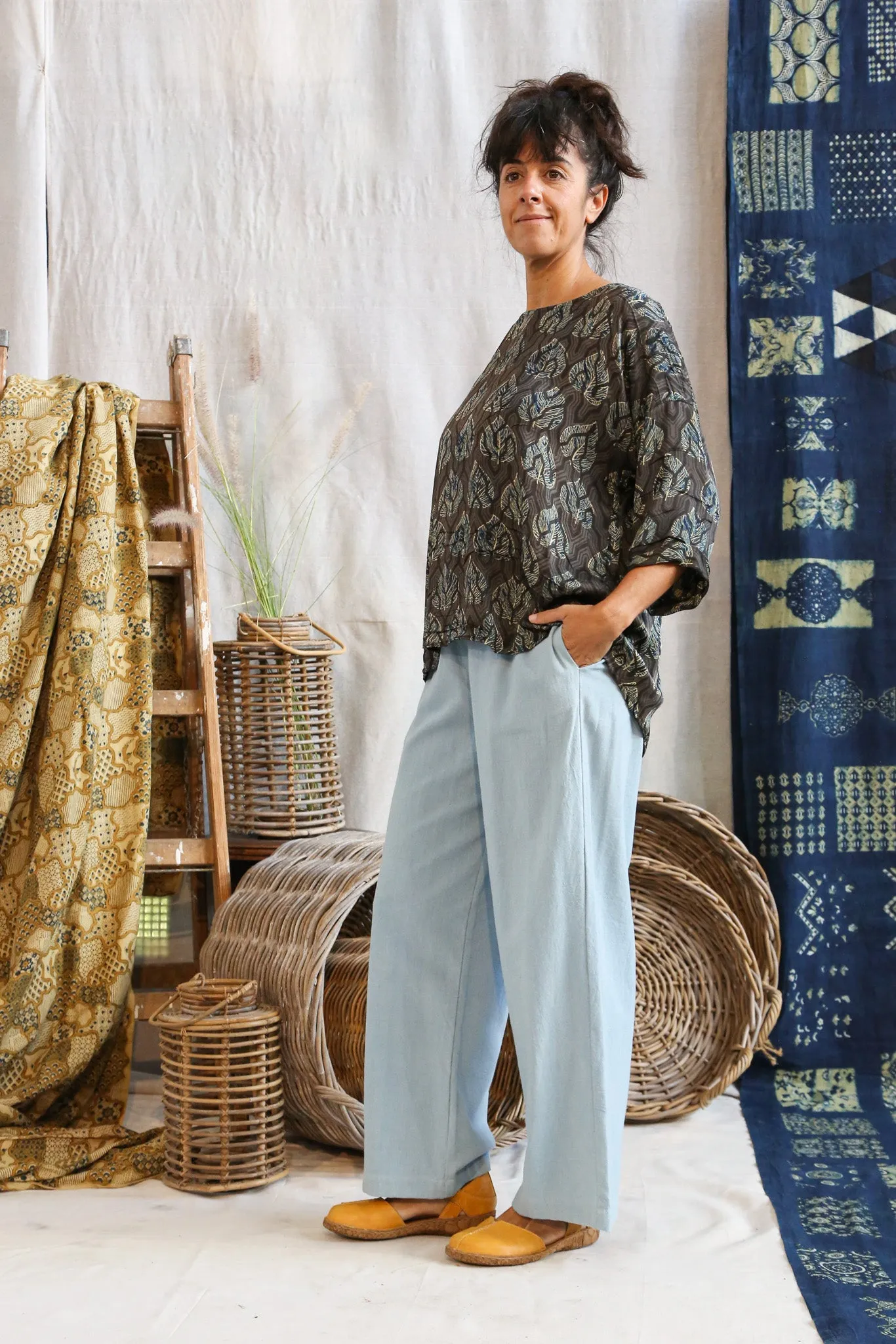 Ajrakh Half Sleeve Top sold by Anjelms