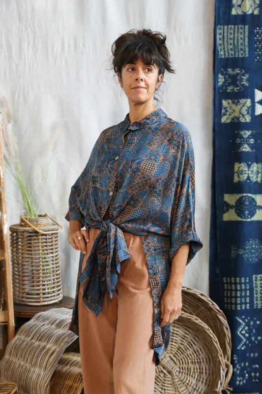 Ajrakh Oversized Shirt sold by Anjelms