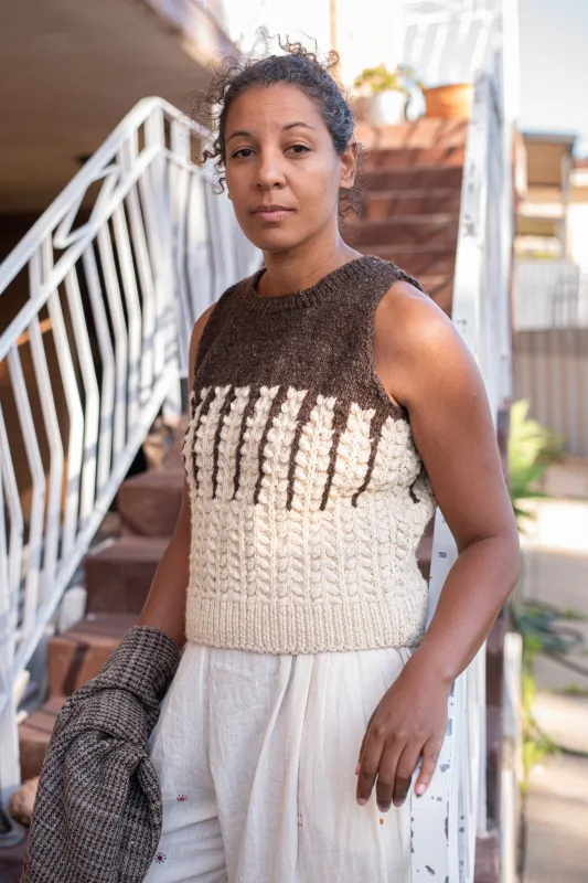 Leaf Vest – Brown/Natural sold by Anjelms