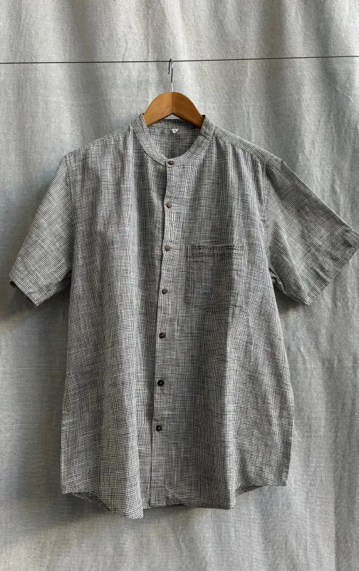 Men Banned Collar Short Shirt sold by Anjelms