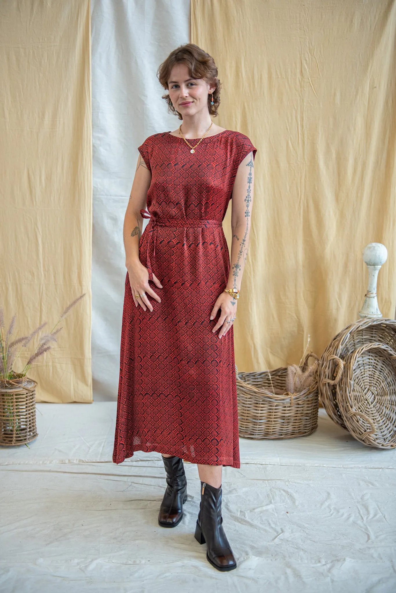 Ajrakh Cap Sleeve Long Dress sold by Anjelms product image thumbnail 2