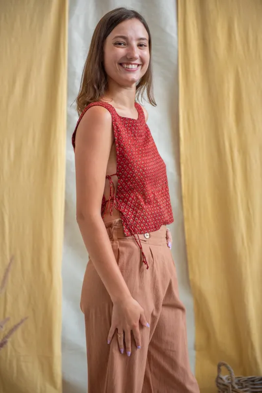Ajrakh Tank Tie Top sold by Anjelms