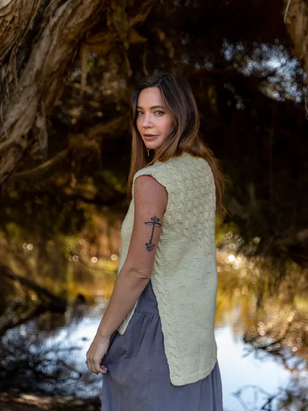 Banki Long Cable Vest sold by Anjelms