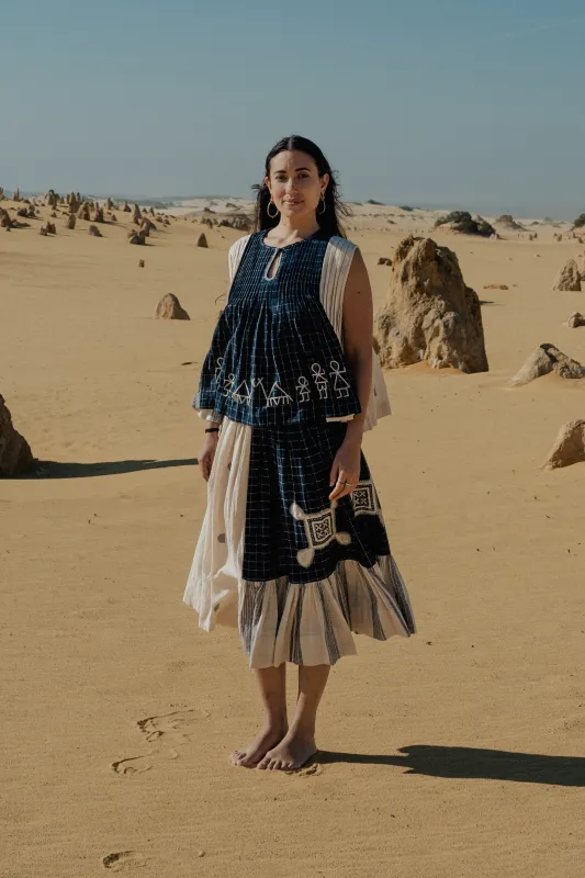 Patched Tie-Up Skirt sold by Anjelms