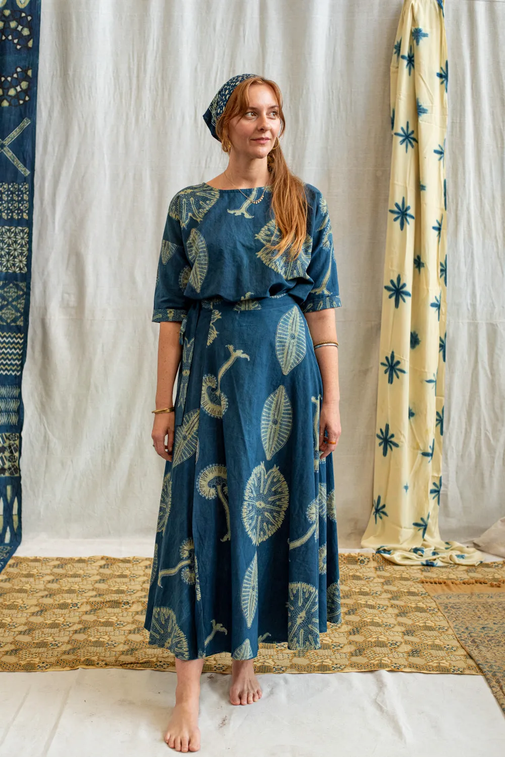 Ajrakh Cotton Maxi Wrap Skirt sold by Anjelms