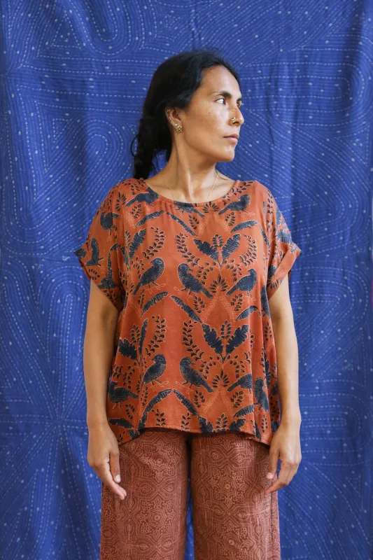 Ajrakh Short Sleeve Top made by Anjelms