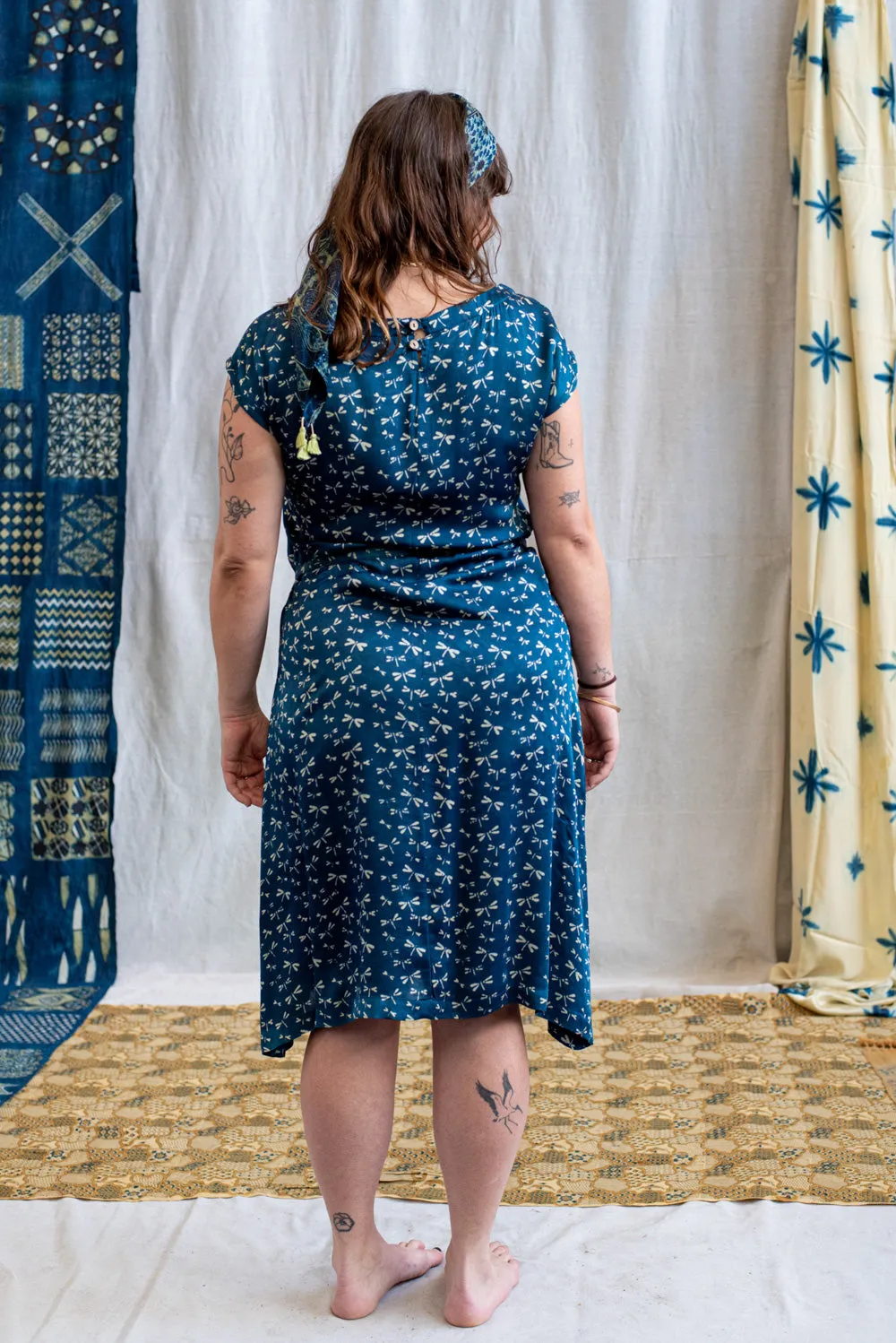 Ajrakh Cap Sleeve Midi Dress sold by Anjelms product image thumbnail 3