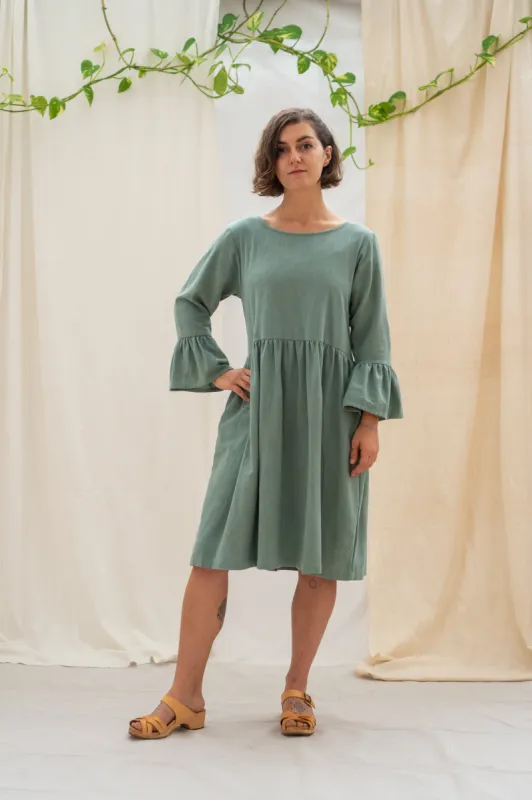 Ruffle Sleeve Dress - Sage sold by Anjelms