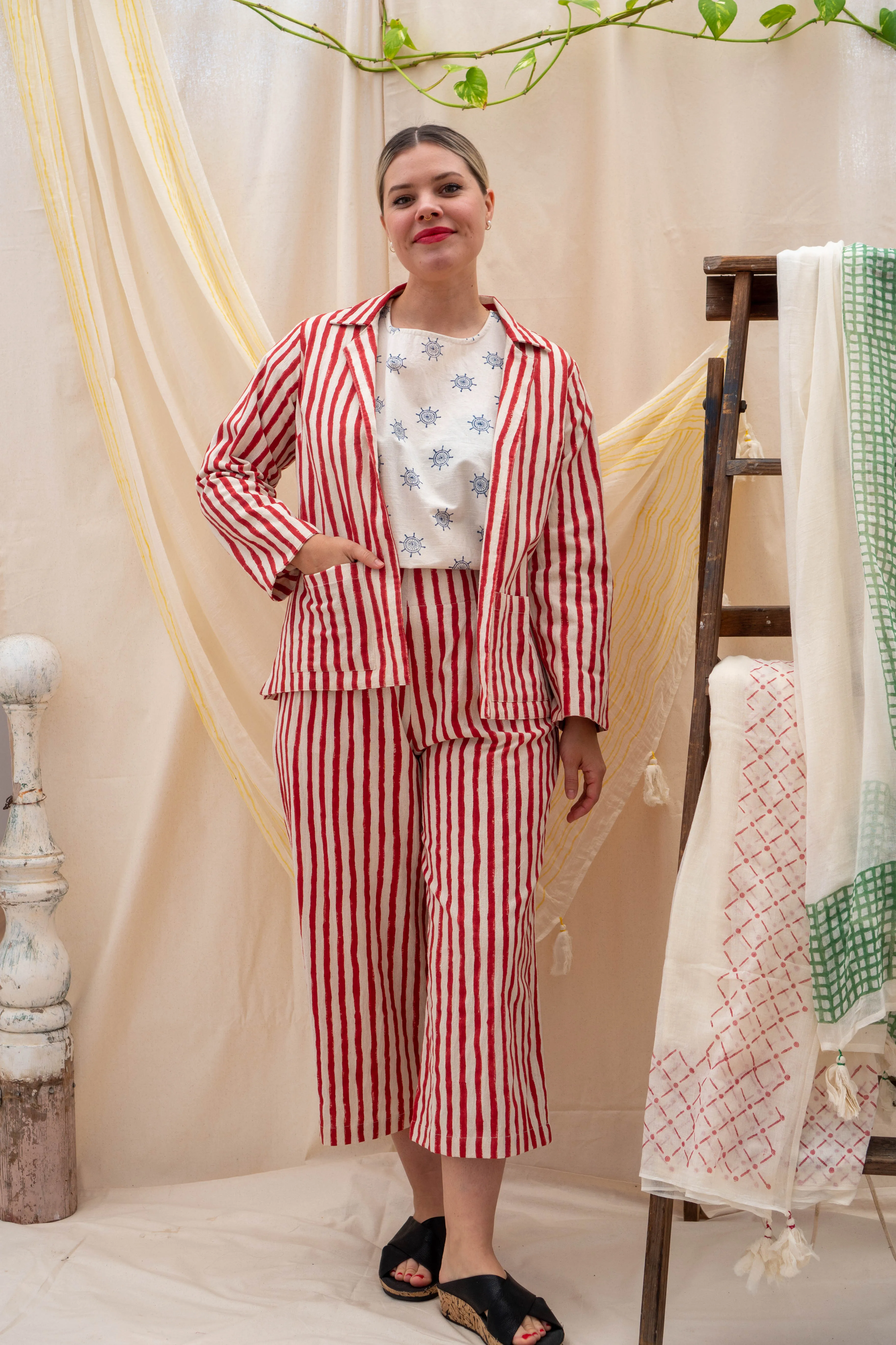 Basic Jacket | Red Stripe sold by Anjelms