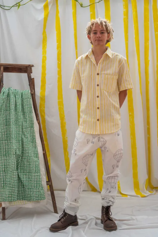 Unisex Short Sleeve Shirt - Yellow Stripe Print sold by Anjelms