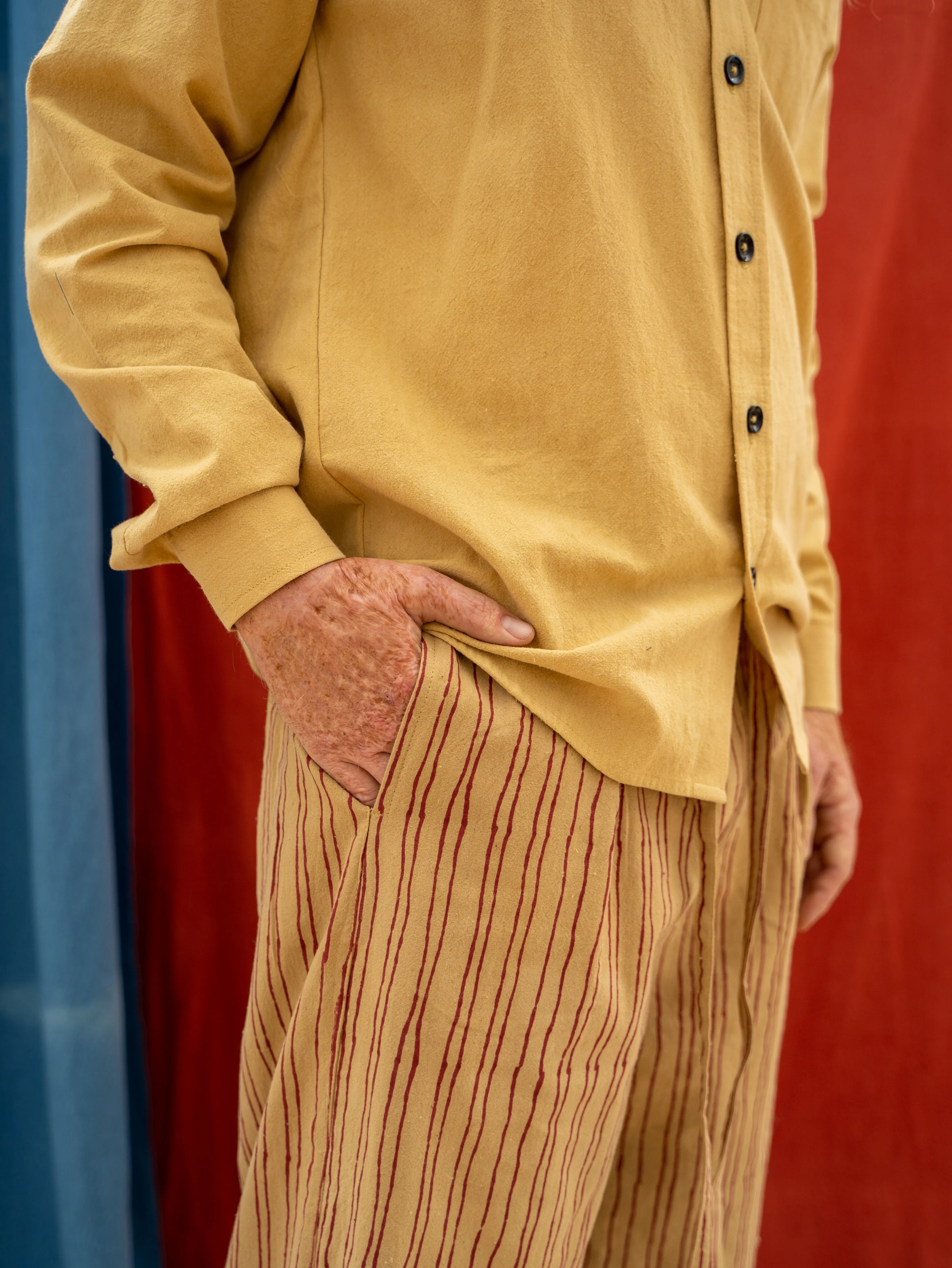 3/4 Tie Pants - Red Stripe on Pomegranate sold by Anjelms product image thumbnail 4