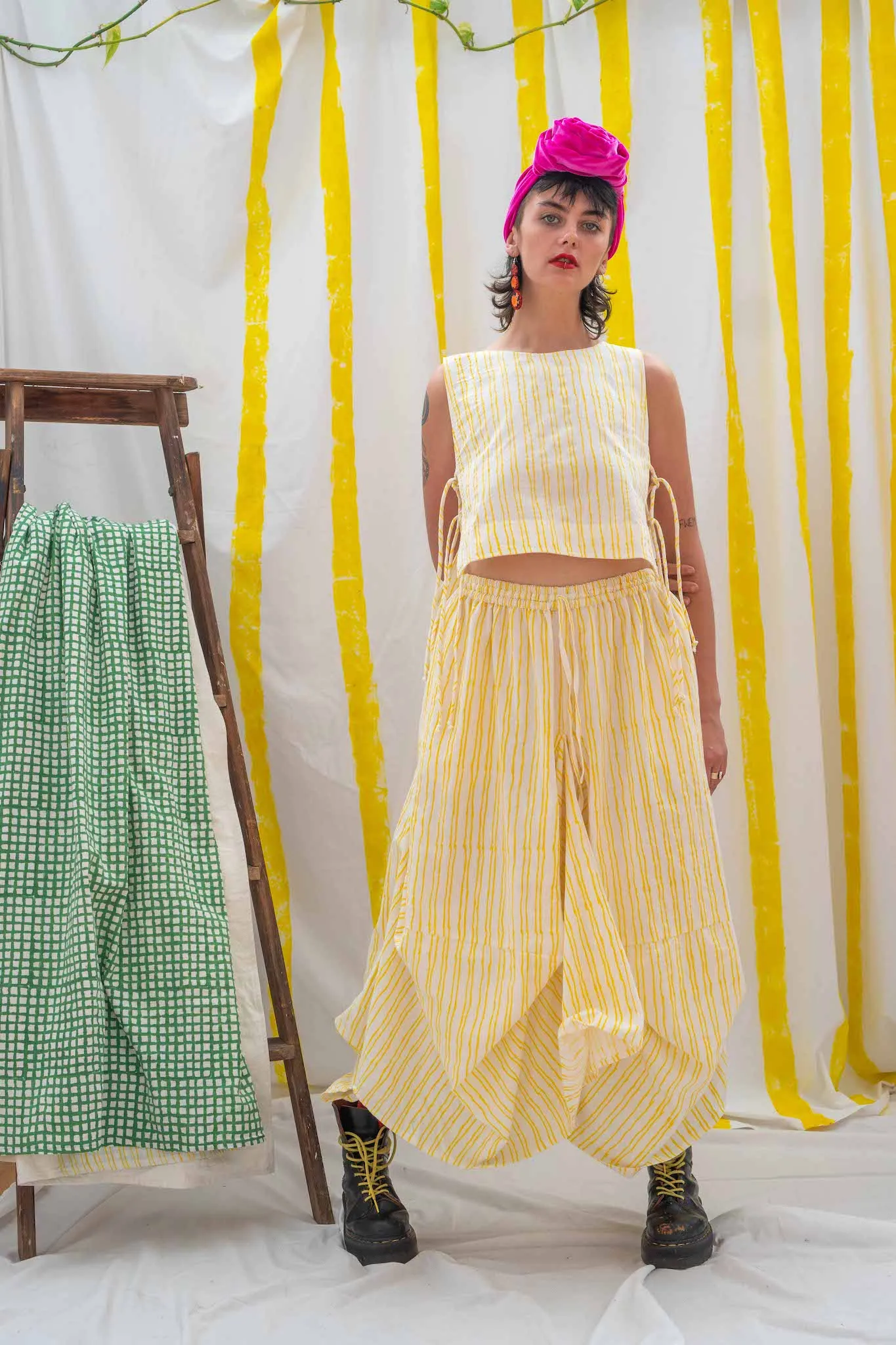 Tank Tie Top - Yellow Stripe Print sold by Anjelms