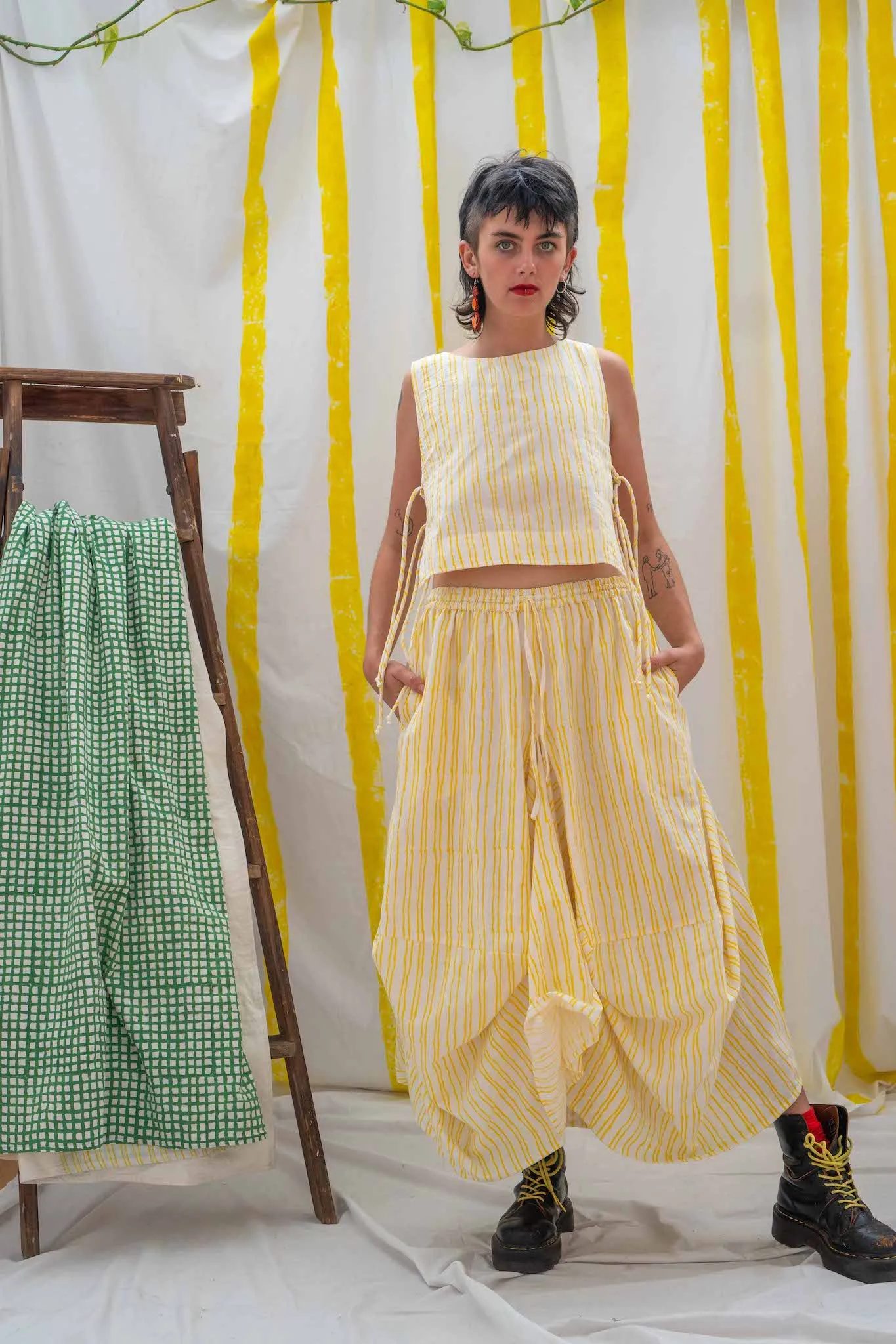 Tank Tie Top - Yellow Stripe Print sold by Anjelms product image thumbnail 2