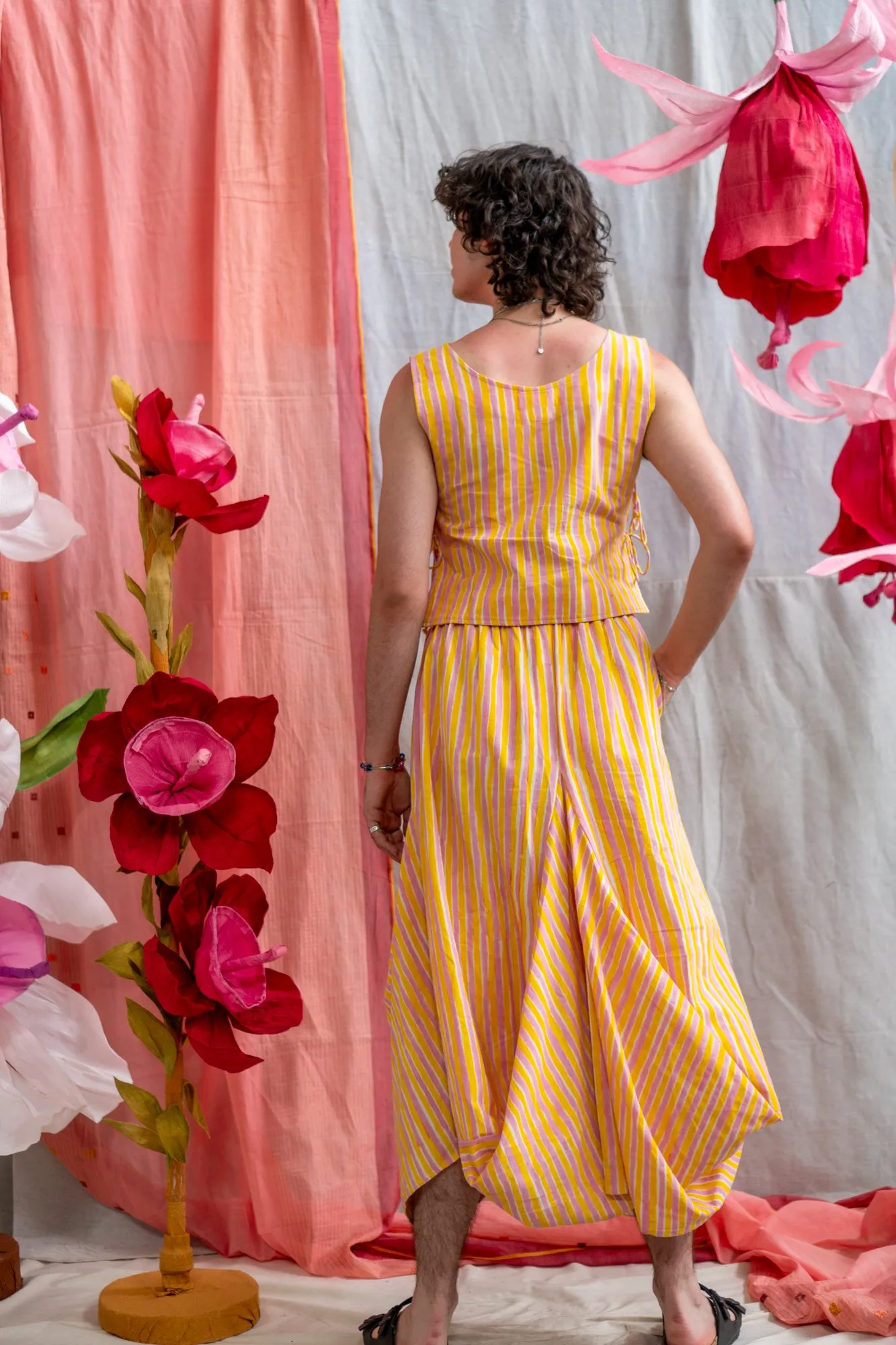Nepalese Skirt – Pink & Yellow Candy Stripe Print sold by Anjelms product image thumbnail 2