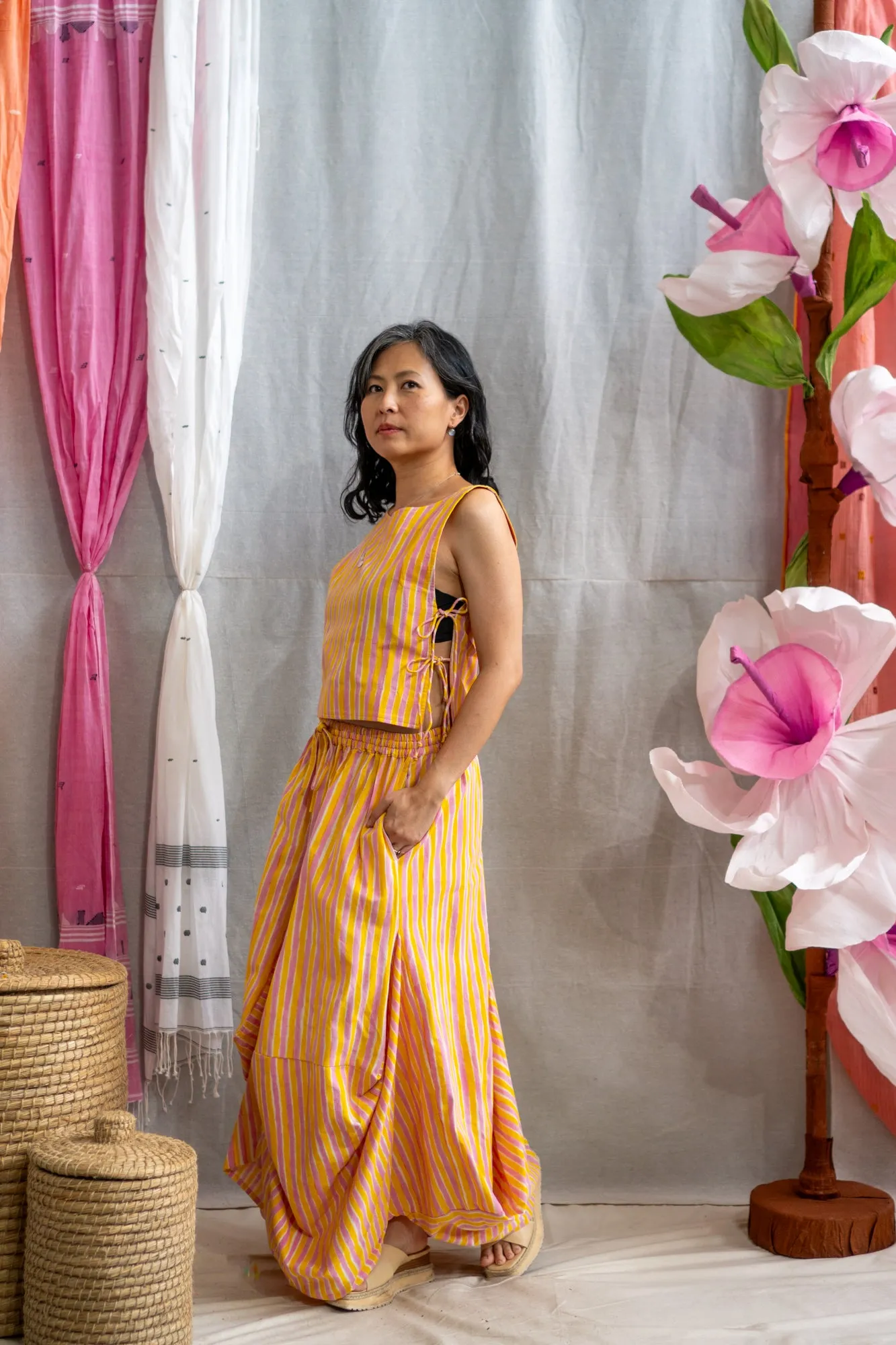 Nepalese Skirt – Pink & Yellow Candy Stripe Print sold by Anjelms product image thumbnail 5