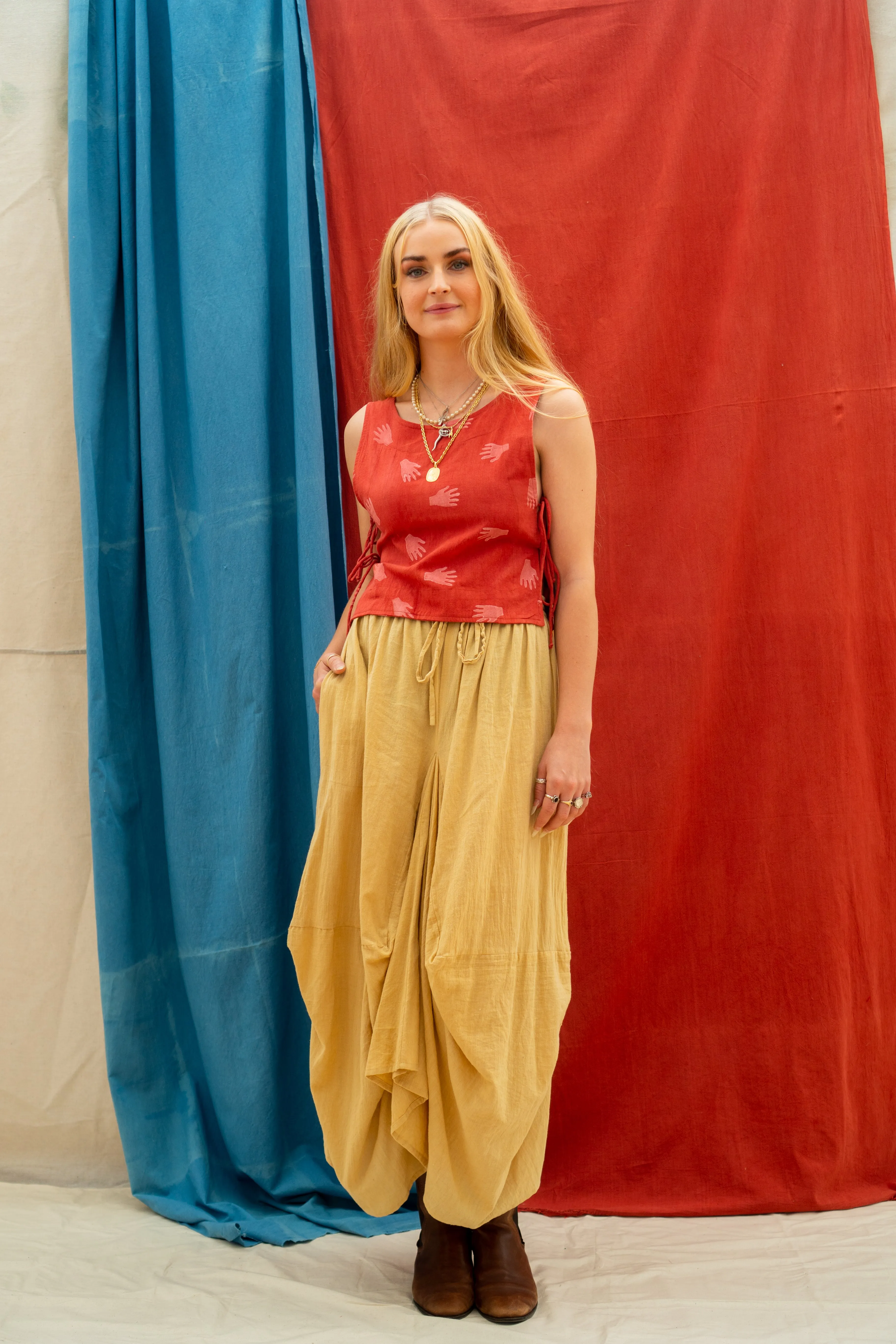 Tank Tie Top - Hands Print on Madder sold by Anjelms product image thumbnail 2