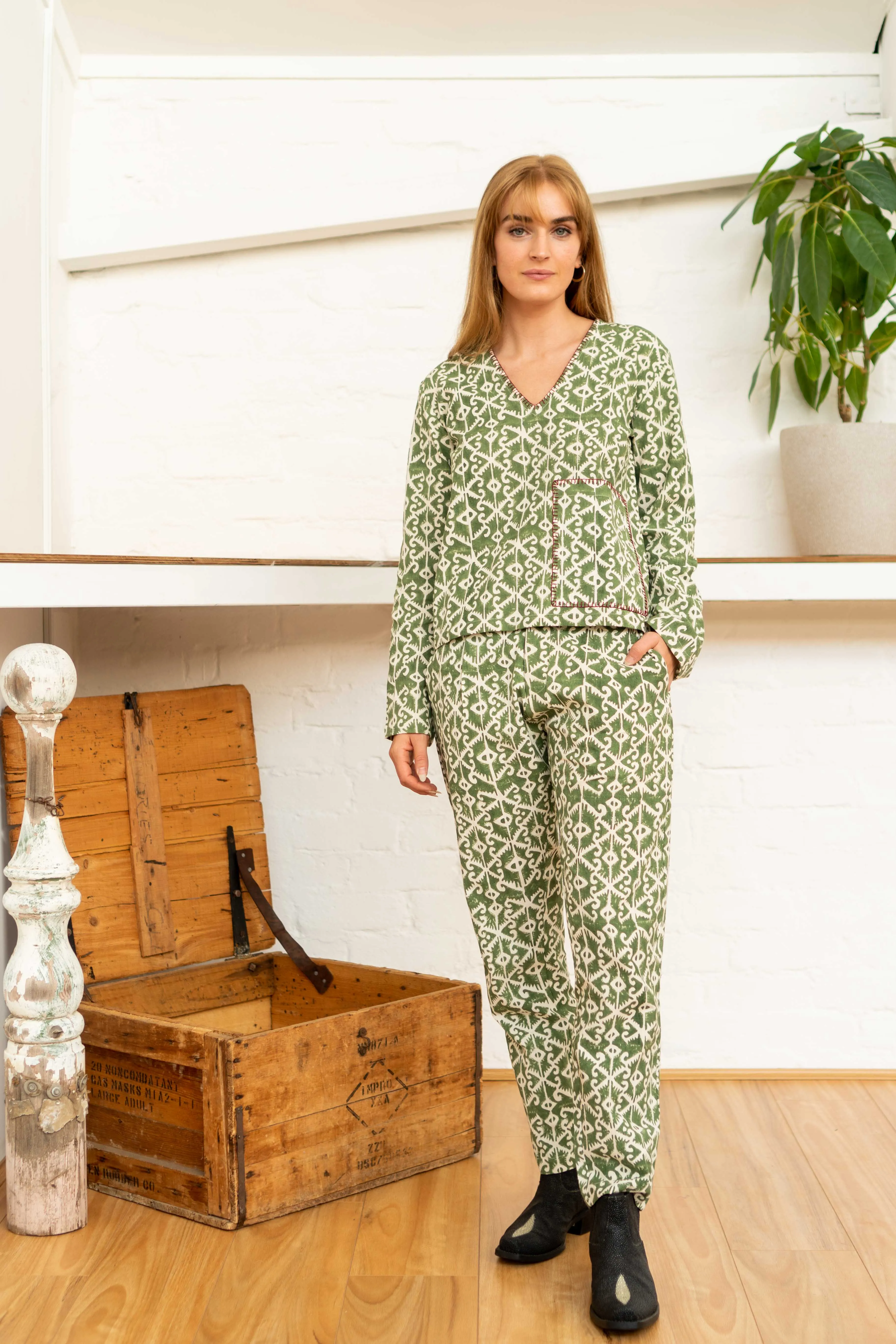 Tailored Pants Moroccan Print Olive sold by Anjelms product image thumbnail 5