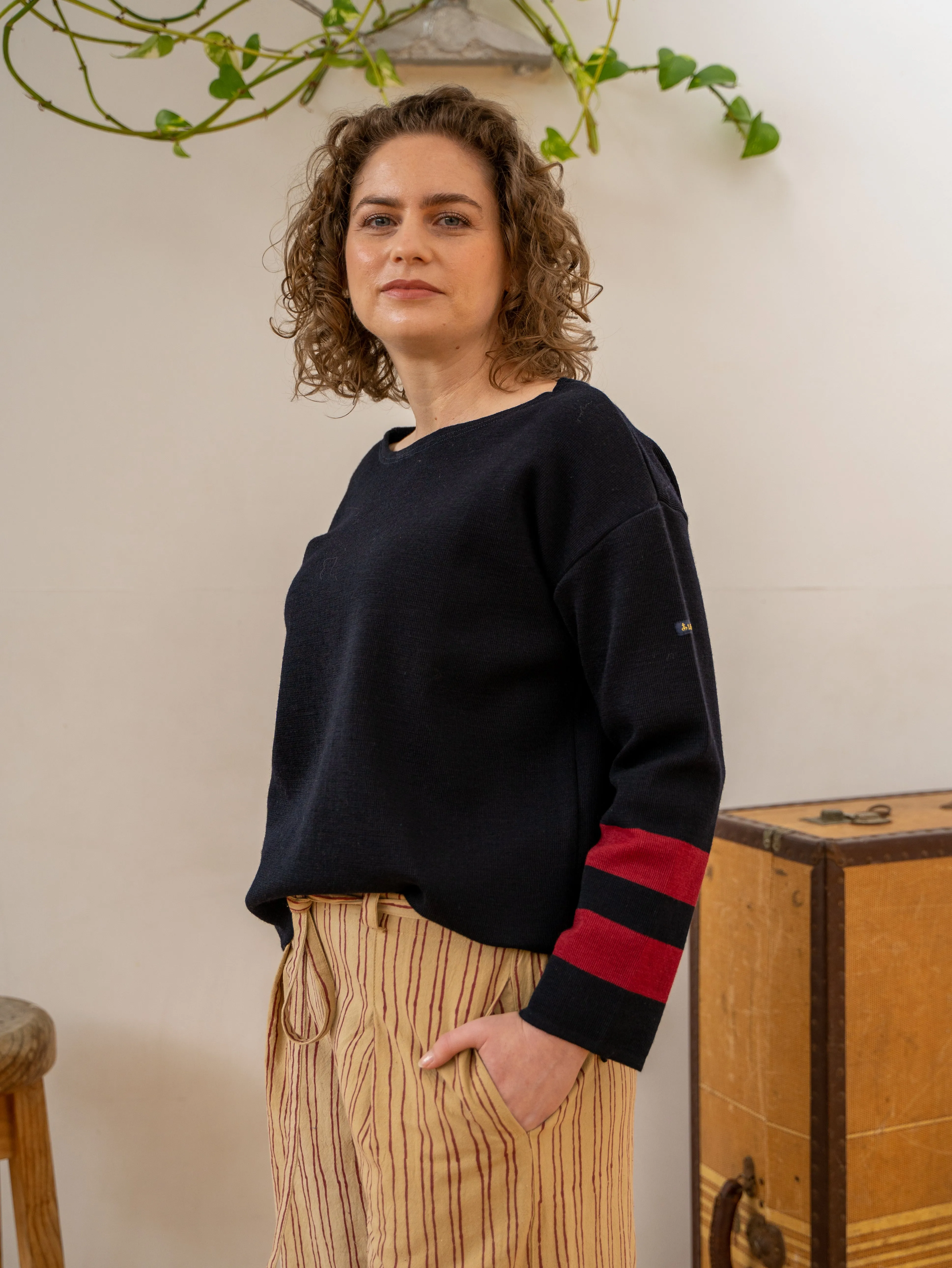 3/4 sleeves Mariniere Jumper – Navy/Red sold by Anjelms product image thumbnail 4