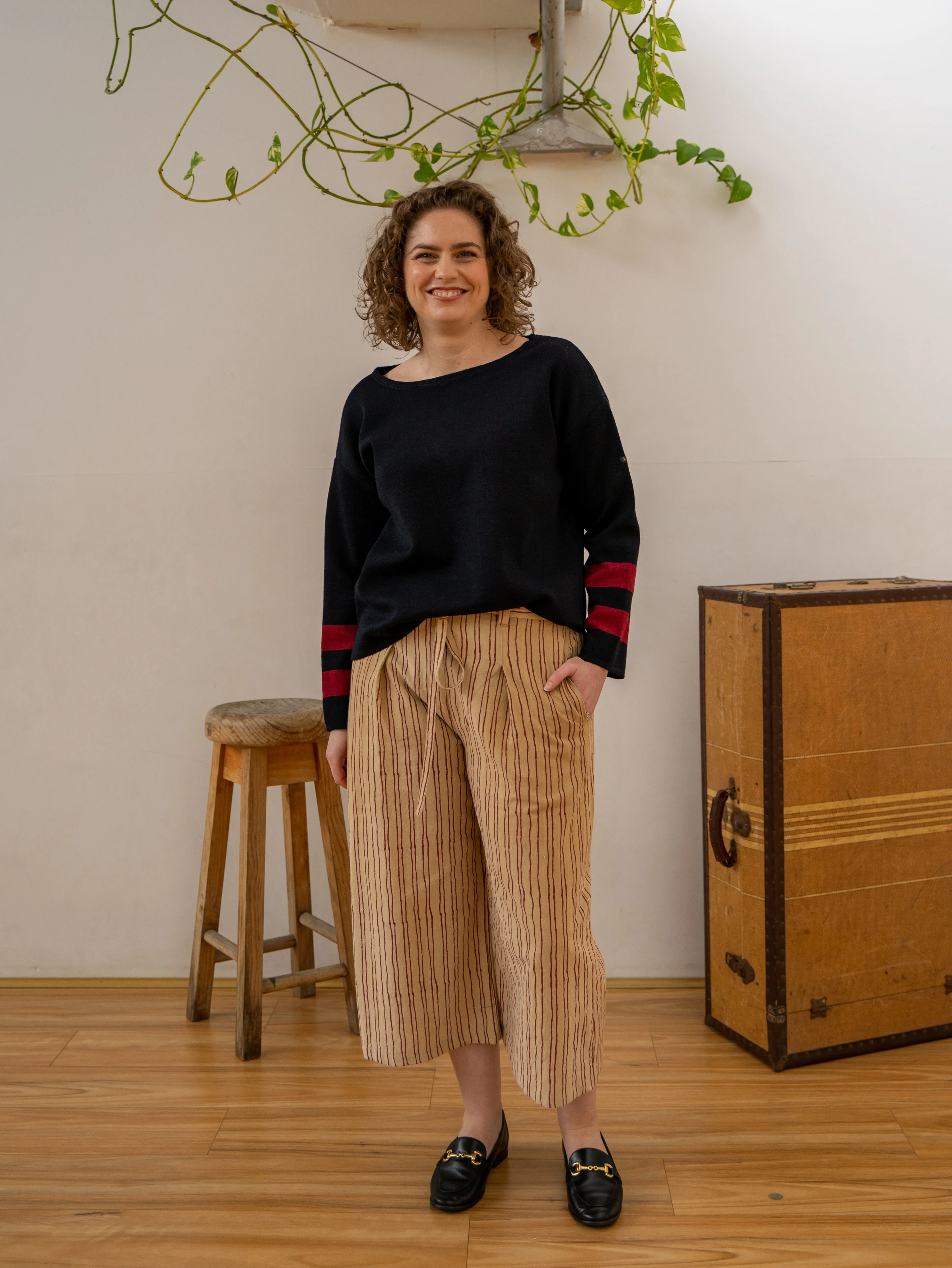 3/4 sleeves Mariniere Jumper – Navy/Red sold by Anjelms