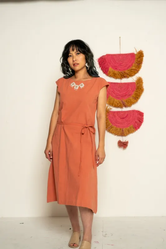 Cap Sleeve Dress - Coral (Madder) sold by Anjelms