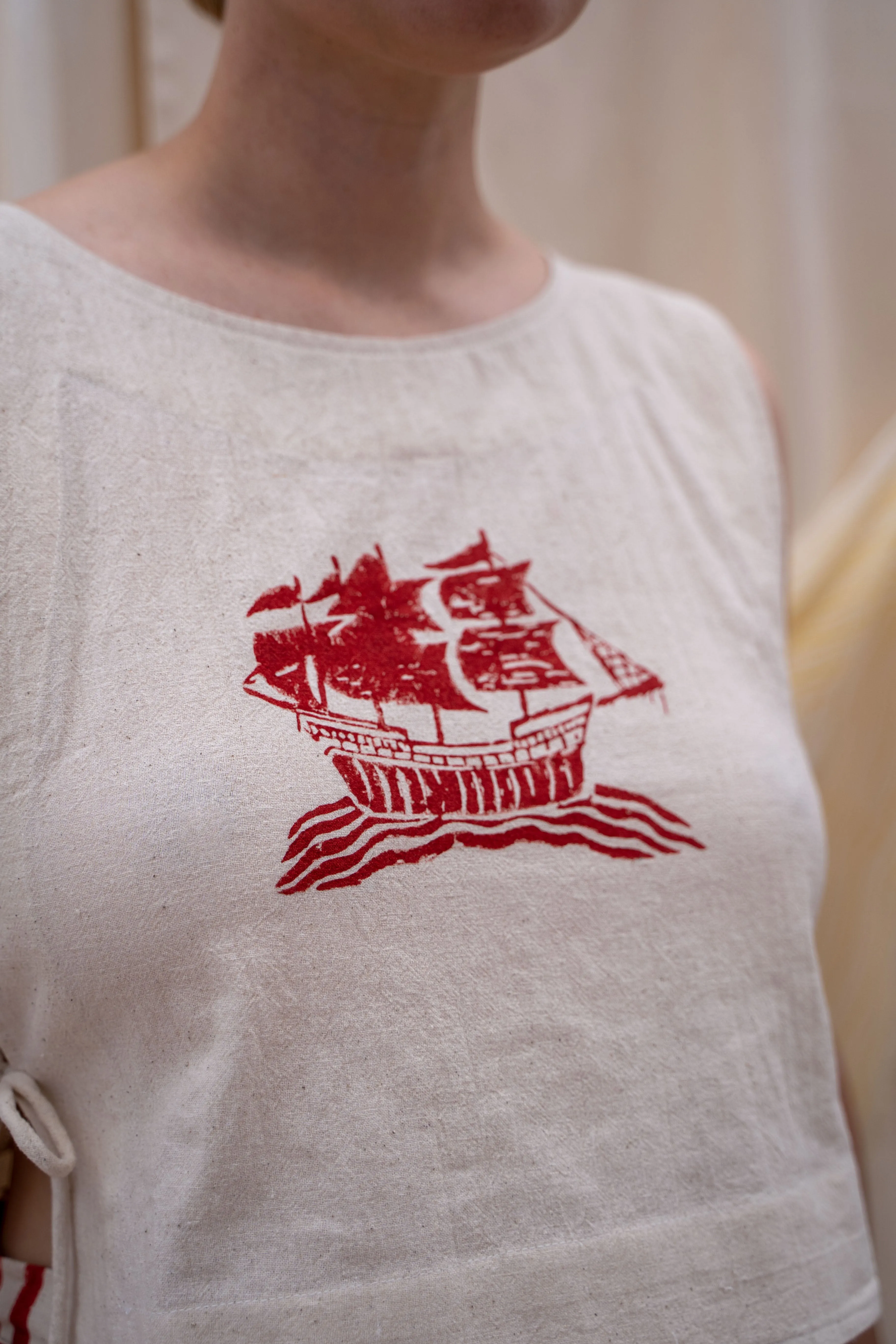 Tank Tie Top | Red Ship Print sold by Anjelms product image thumbnail 5