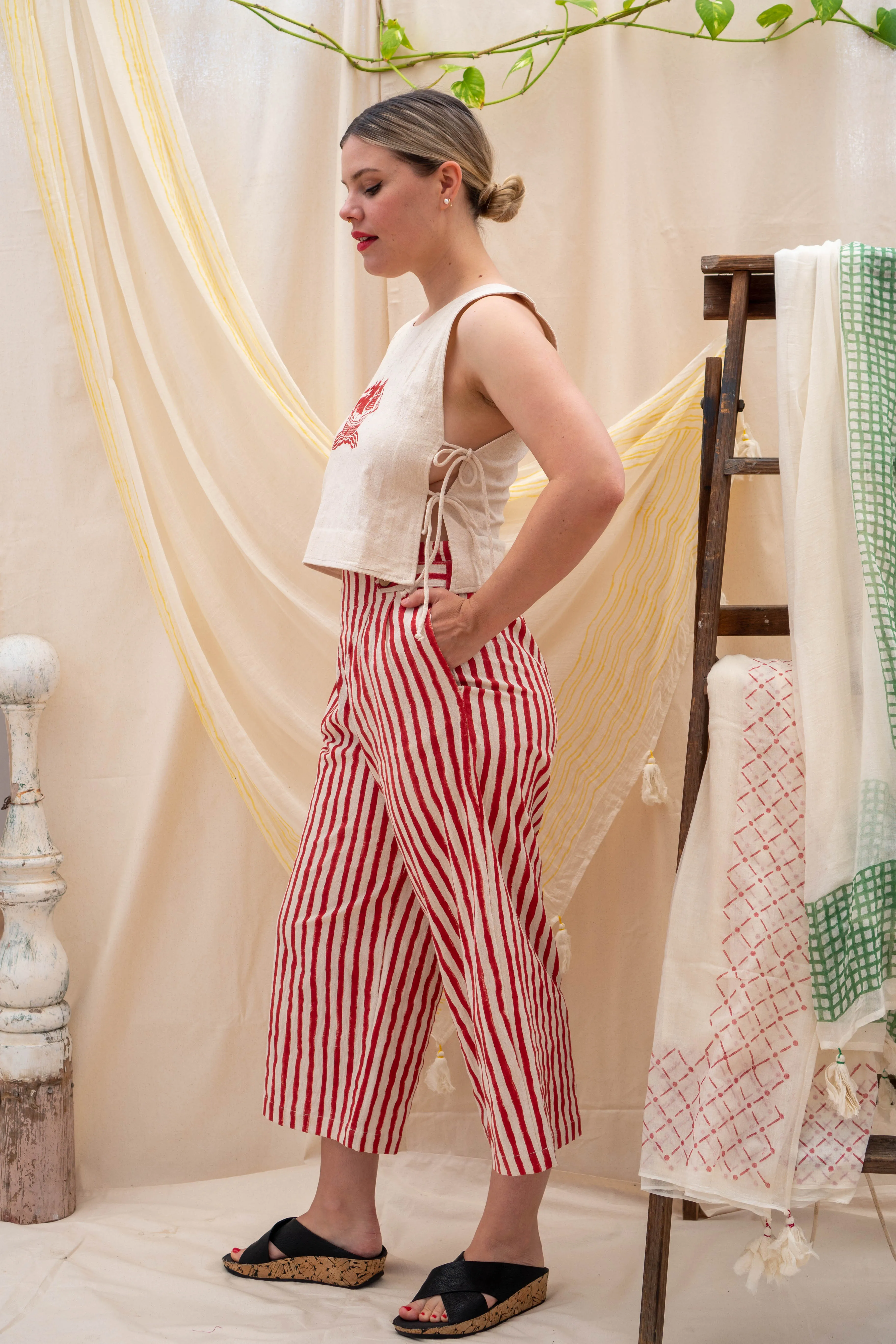 Tank Tie Top | Red Ship Print sold by Anjelms product image thumbnail 2