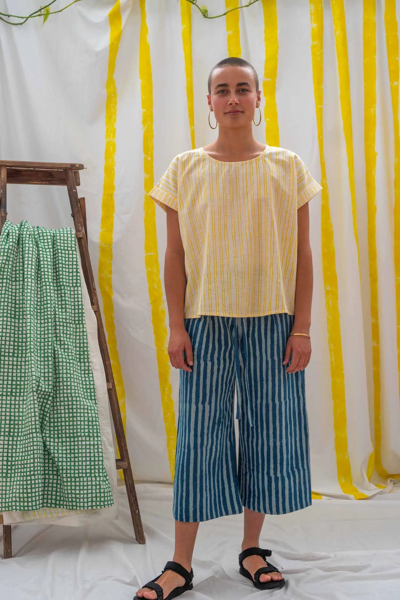 ¾ Tie Pants - Indigo Stripes sold by Anjelms product image thumbnail 4