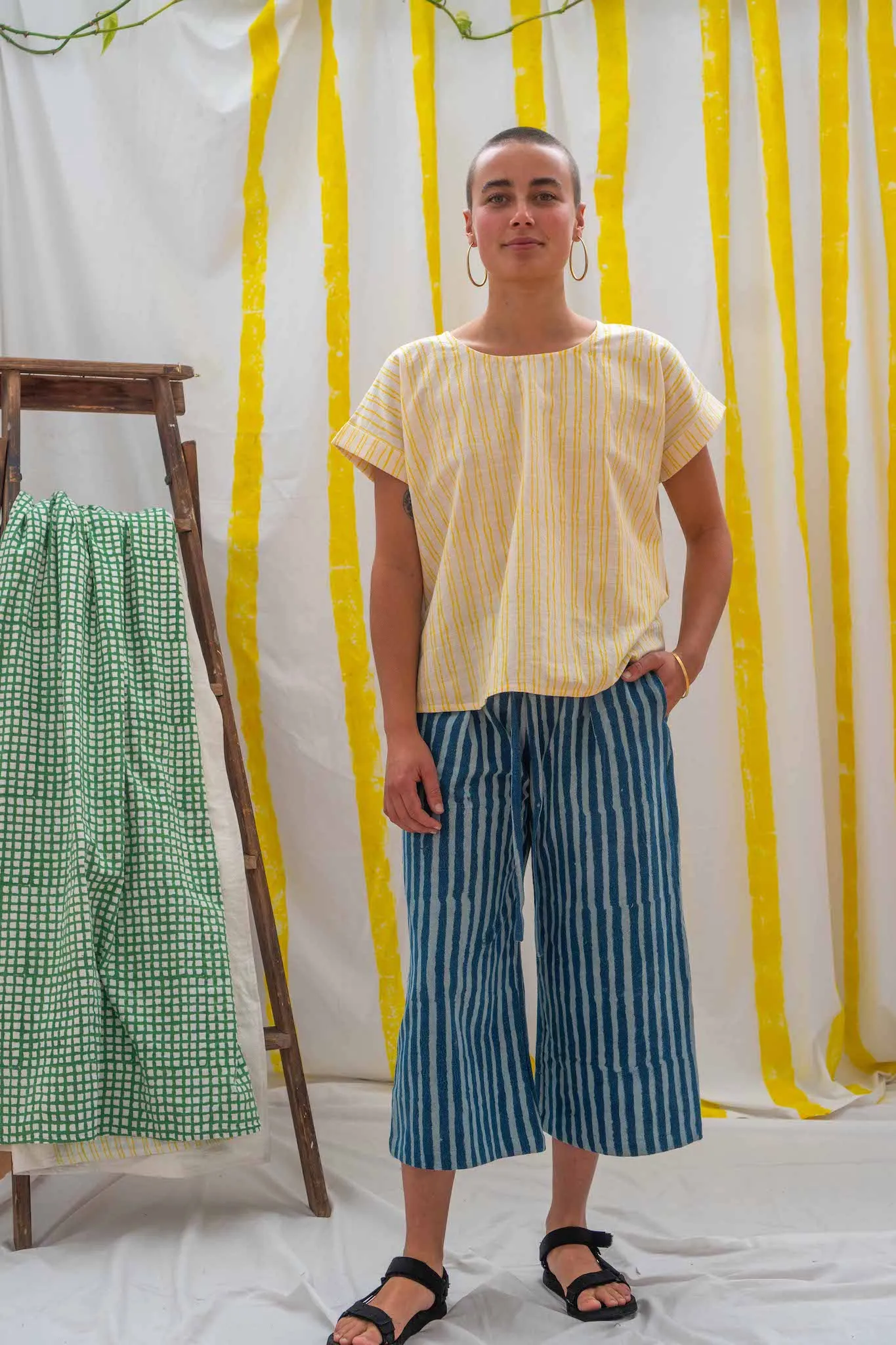 ¾ Tie Pants - Indigo Stripes sold by Anjelms product image thumbnail 5