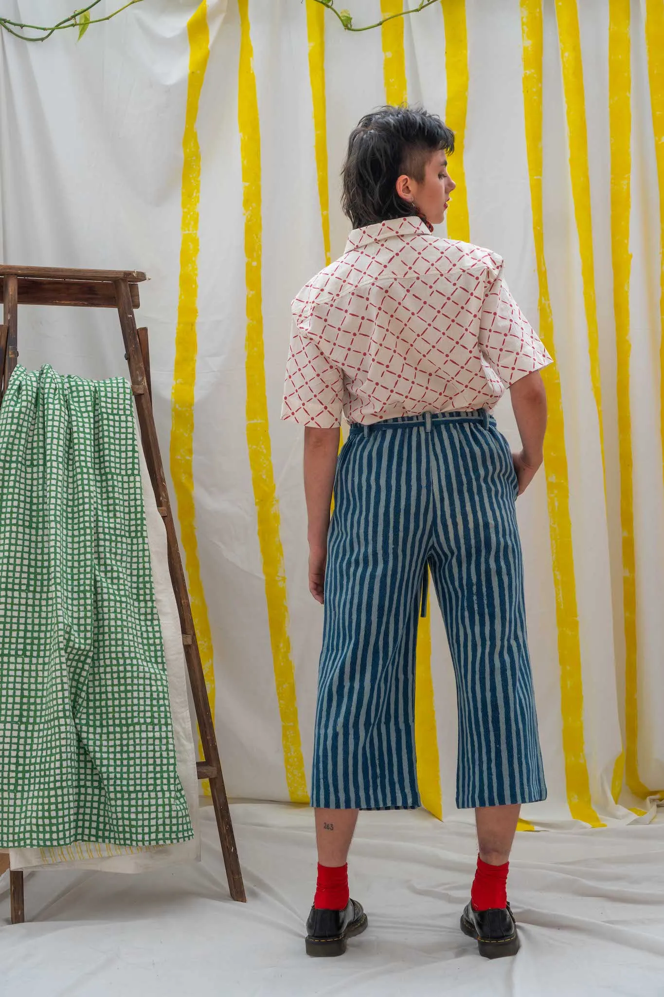 ¾ Tie Pants - Indigo Stripes sold by Anjelms product image thumbnail 3