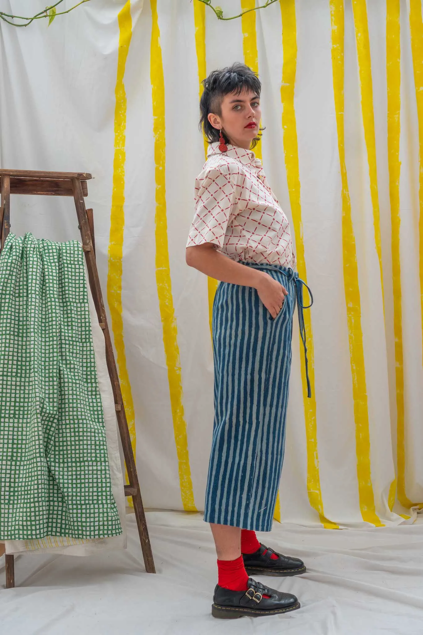 ¾ Tie Pants - Indigo Stripes sold by Anjelms product image thumbnail 2