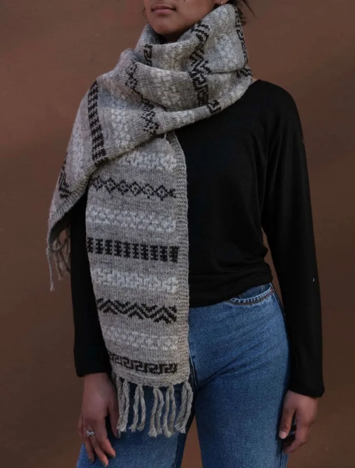 Kullvi Whims Monochrome Lahauli Motif Scarf sold by Anjelms