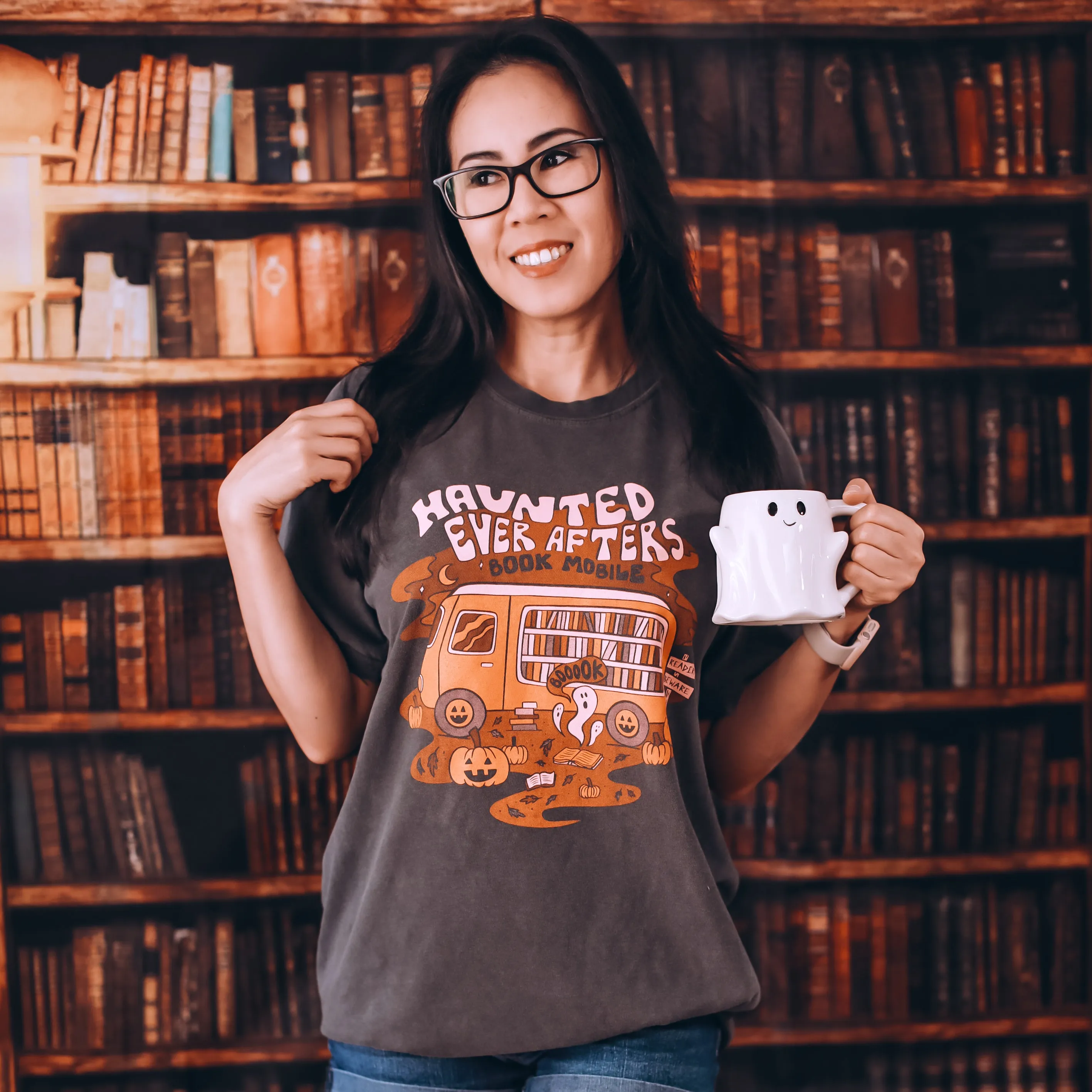Haunted Books Heavy Weight Tee sold by The Bookish Box product image thumbnail 2