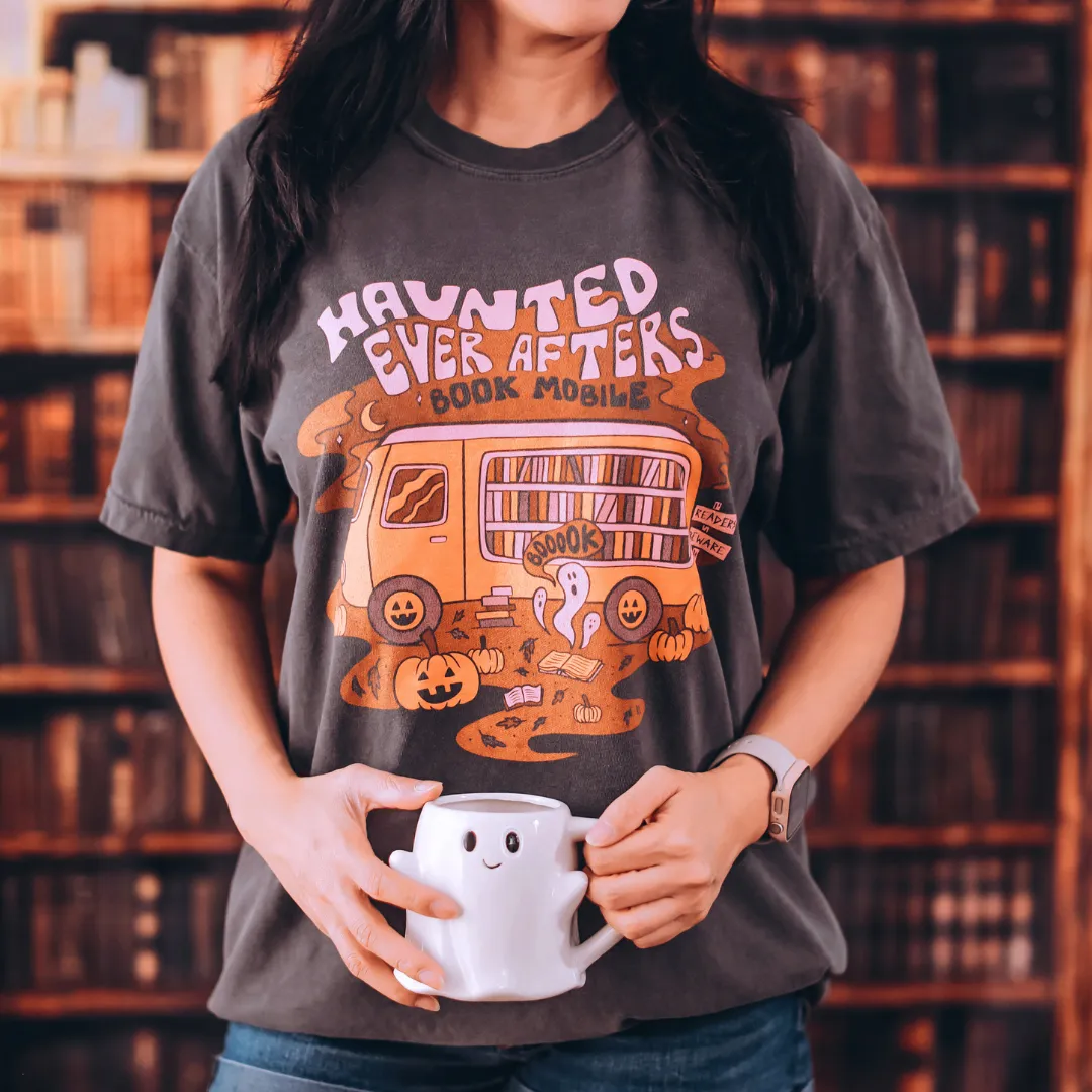 Haunted Books Heavy Weight Tee sold by The Bookish Box