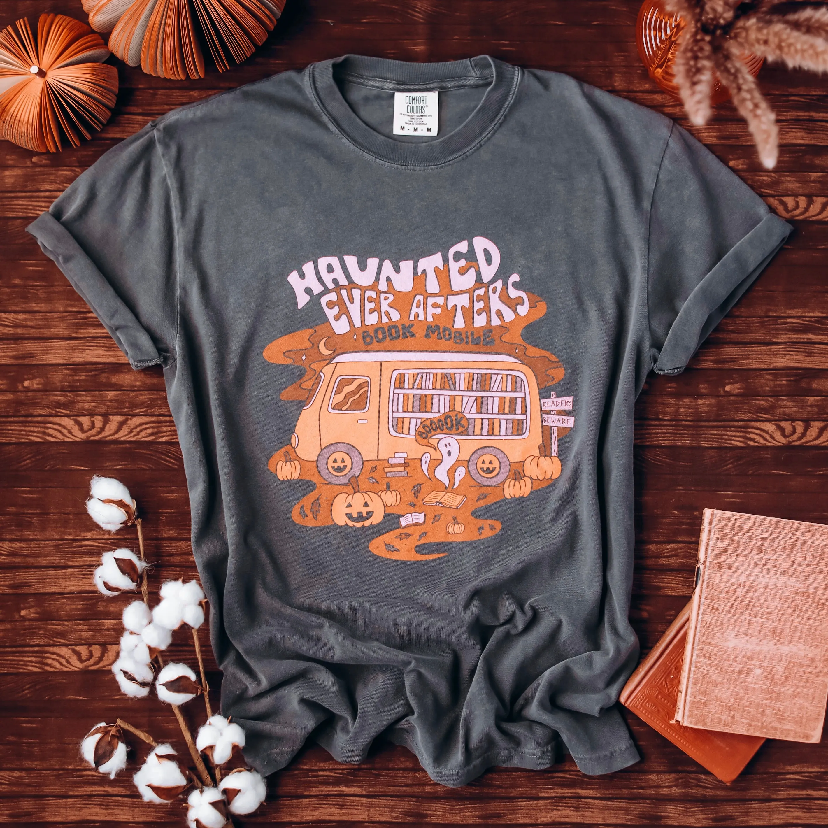Haunted Books Heavy Weight Tee sold by The Bookish Box product image thumbnail 3