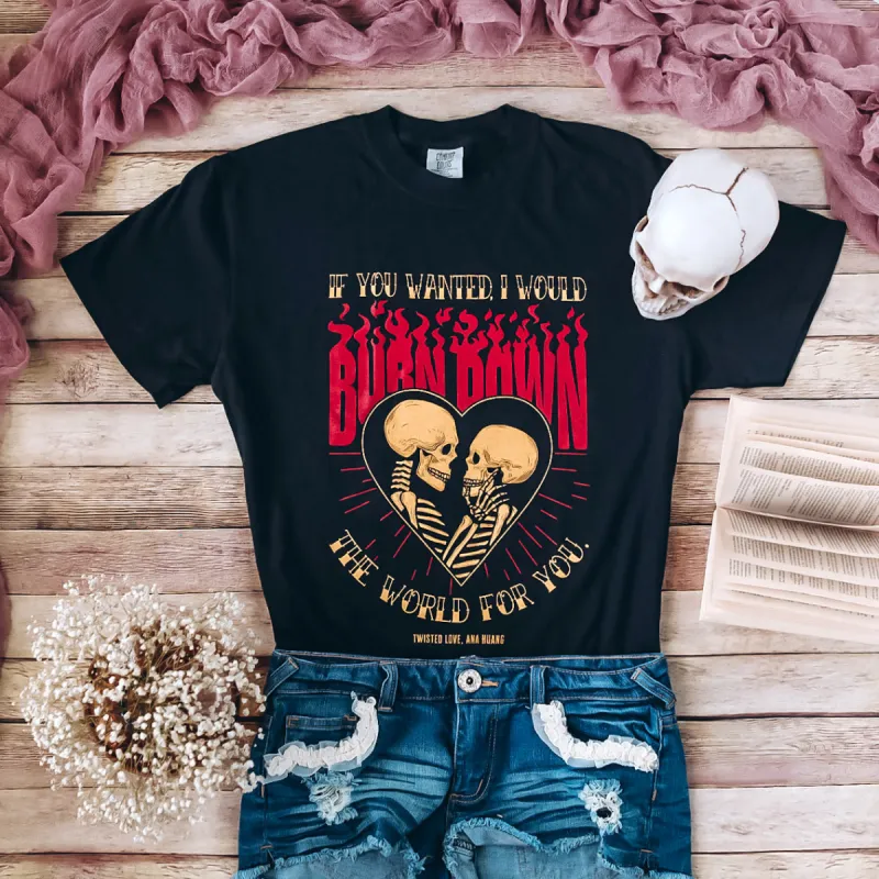 Twisted Inspired: Burn Down the World Heavy Weight Tee sold by The Bookish Box