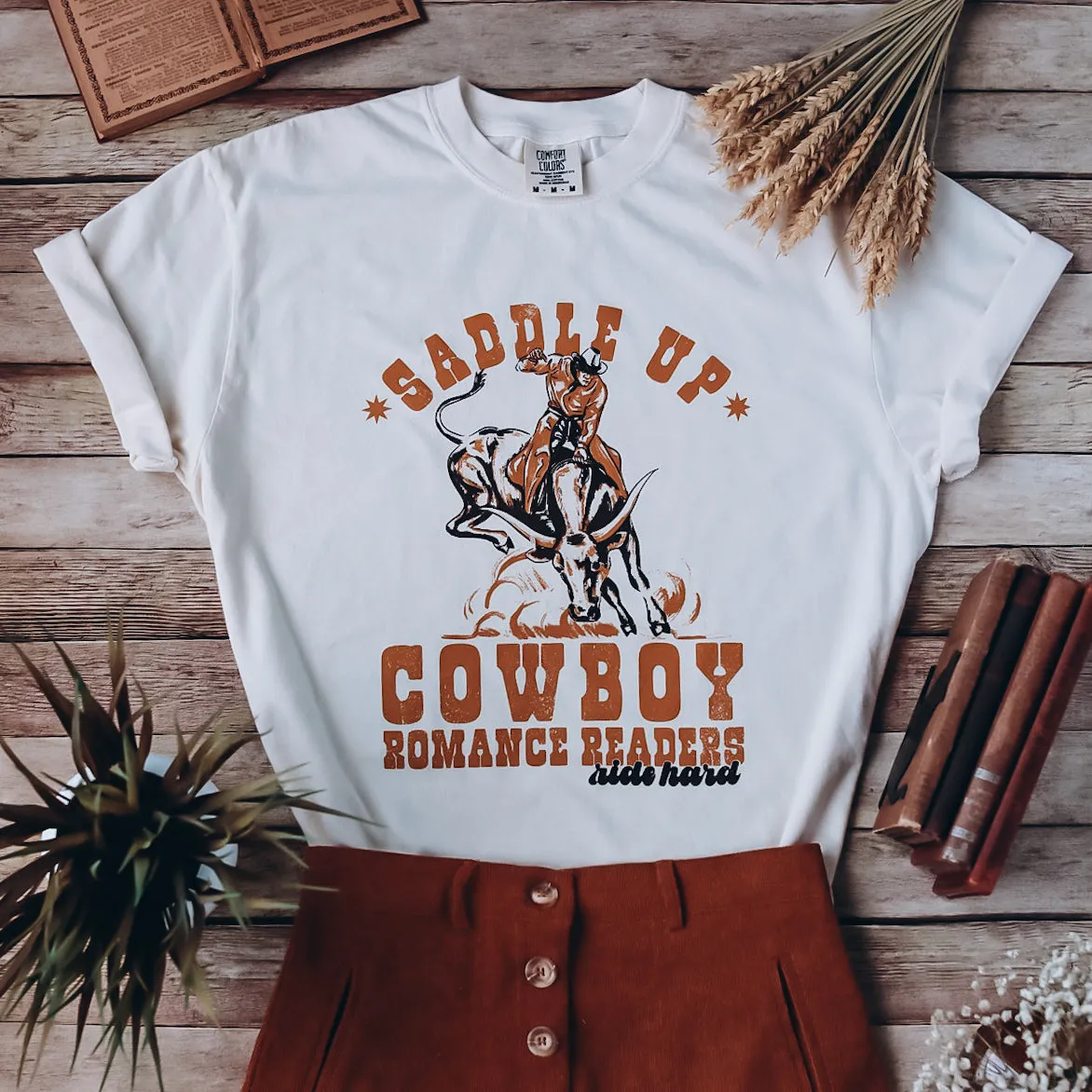 Cowboy Romance Readers Heavy Weight Tee sold by The Bookish Box