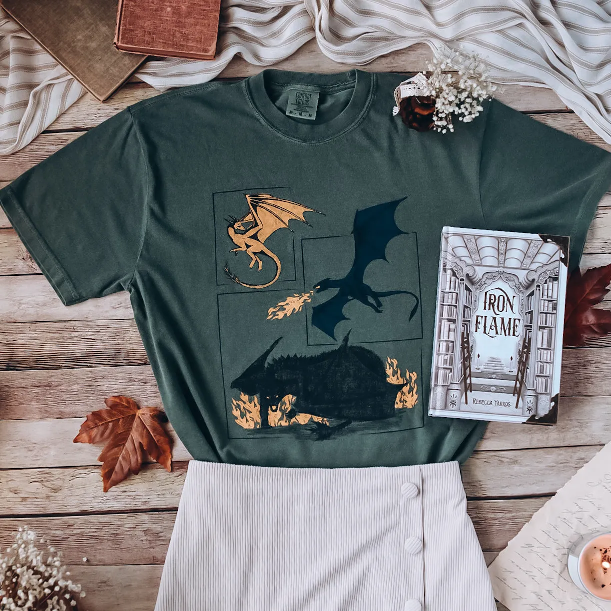 Fourth Wing Inspired: Dragons Heavy Weight Tee sold by The Bookish Box product image thumbnail 4