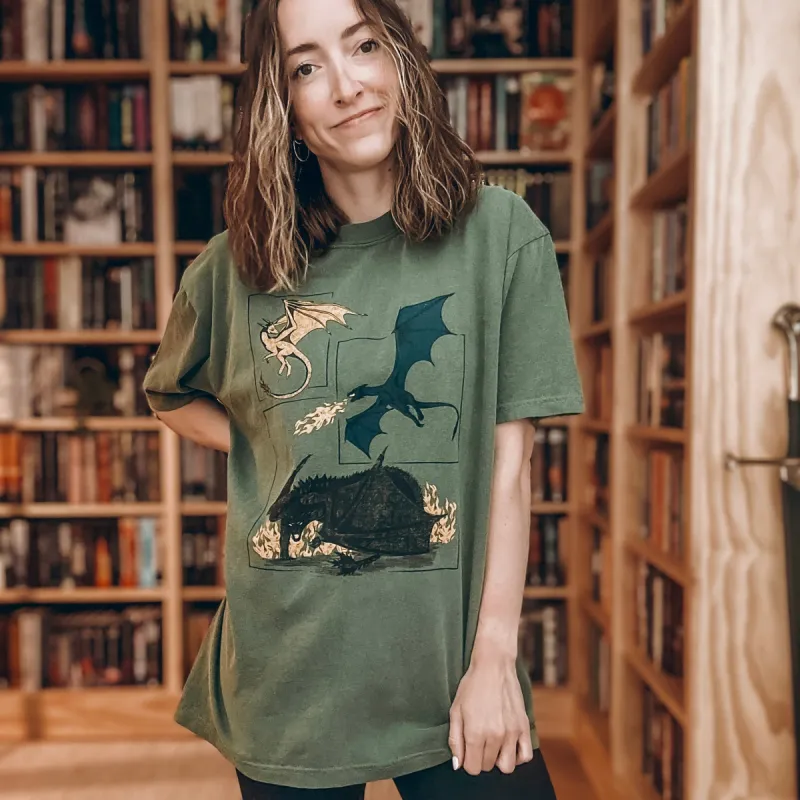 Fourth Wing Inspired: Dragons Heavy Weight Tee sold by The Bookish Box