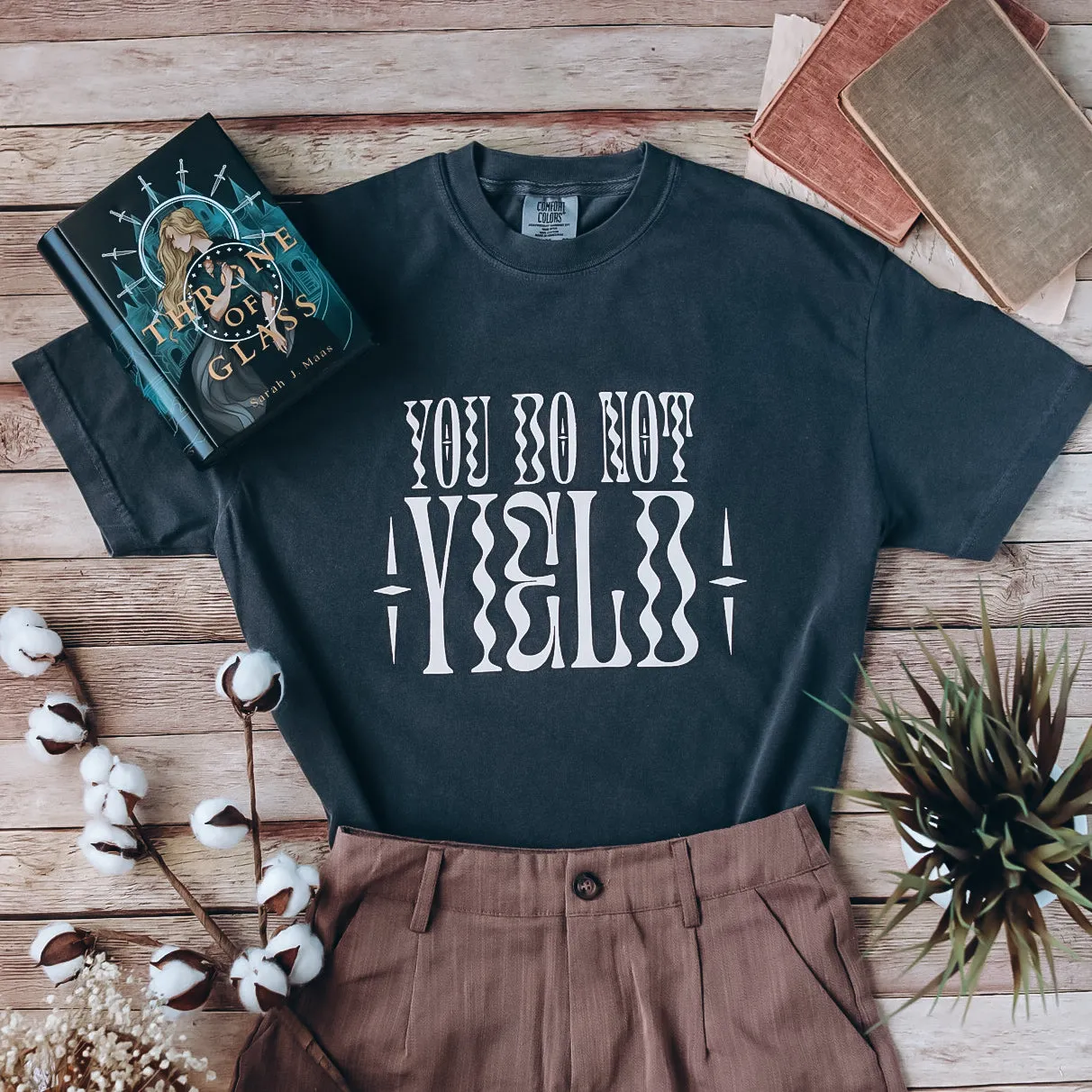 A Court of Wings and Ruin Inspired: You Do Not Yield Heavy Weight Tee sold by The Bookish Box product image thumbnail 4