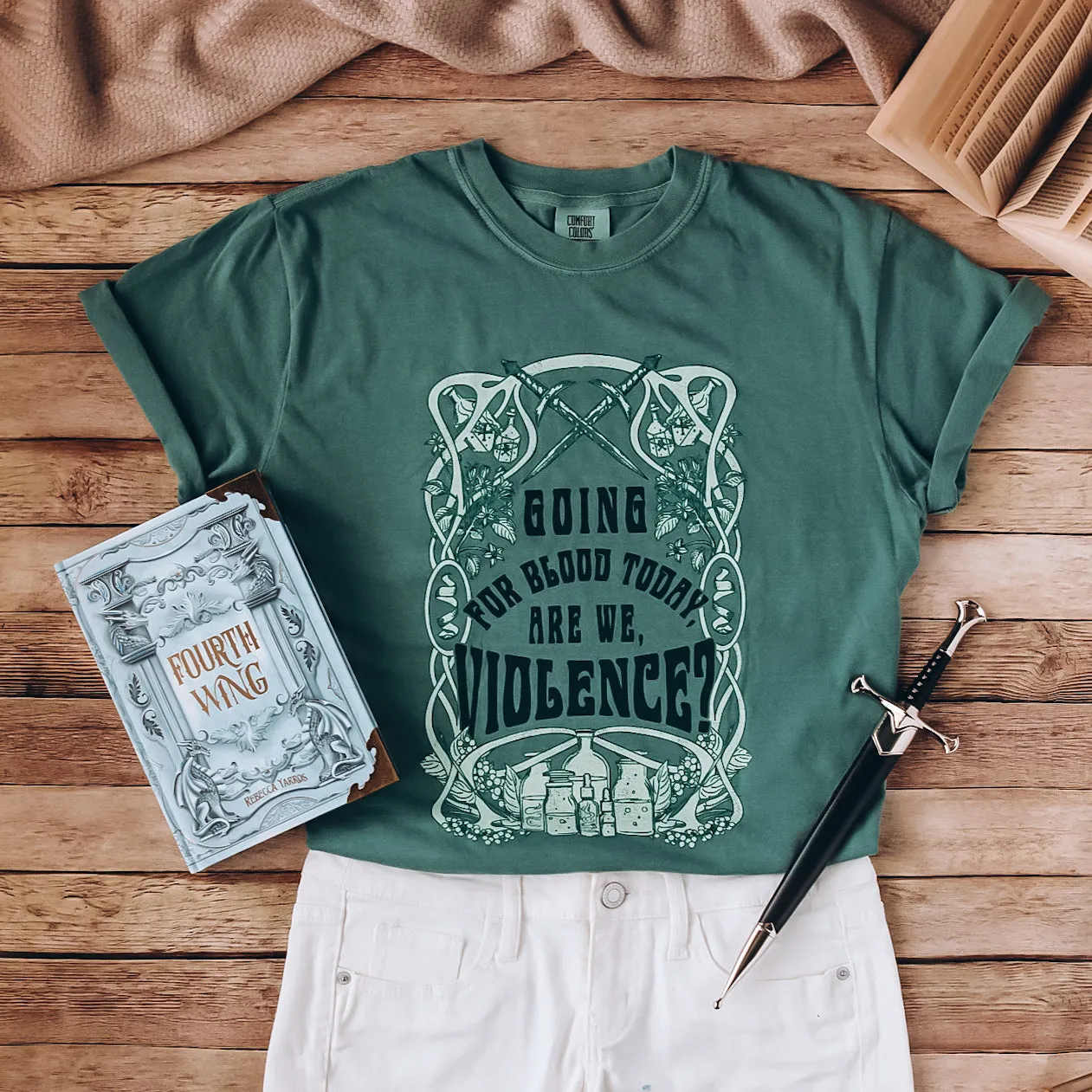 Fourth Wing Inspired: Violence Heavy Weight Tee sold by The Bookish Box product image thumbnail 3