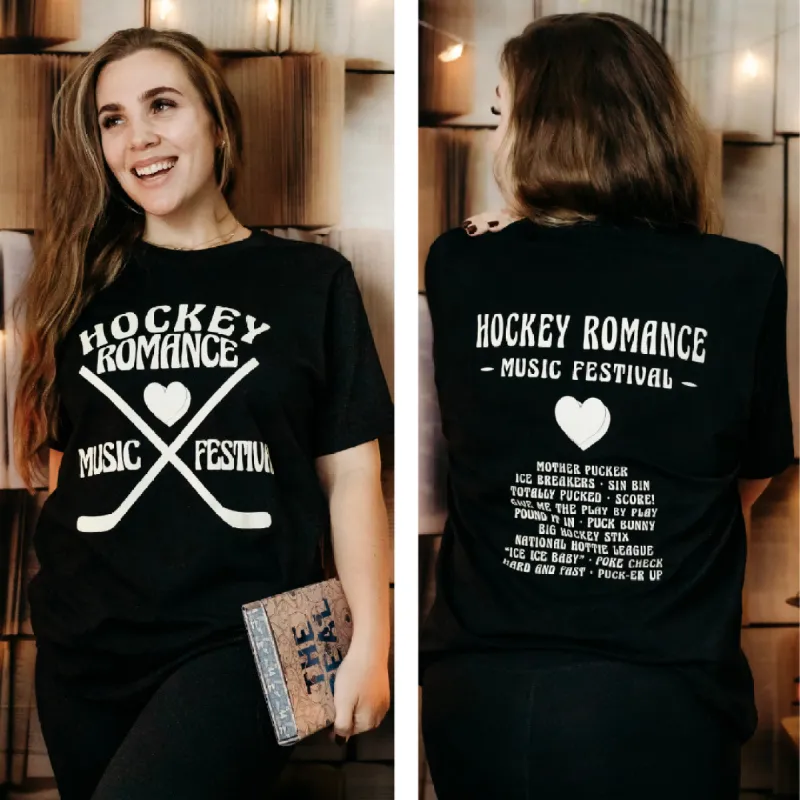 Hockey Romance Music Festival Tee sold by The Bookish Box