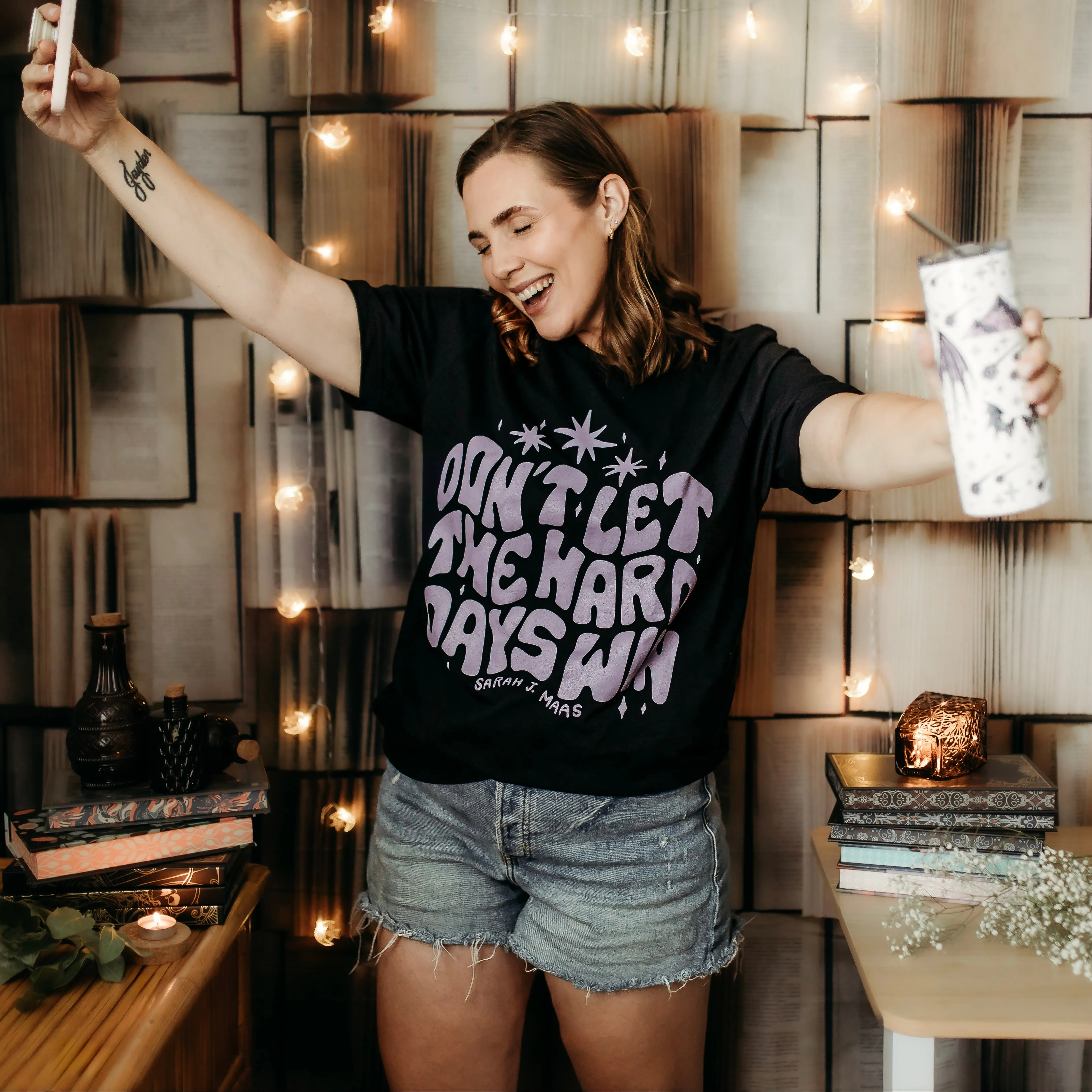 A Court of Thorns and Roses Inspired: Don't Let the Hard Days Win Tee sold by The Bookish Box product image thumbnail 3