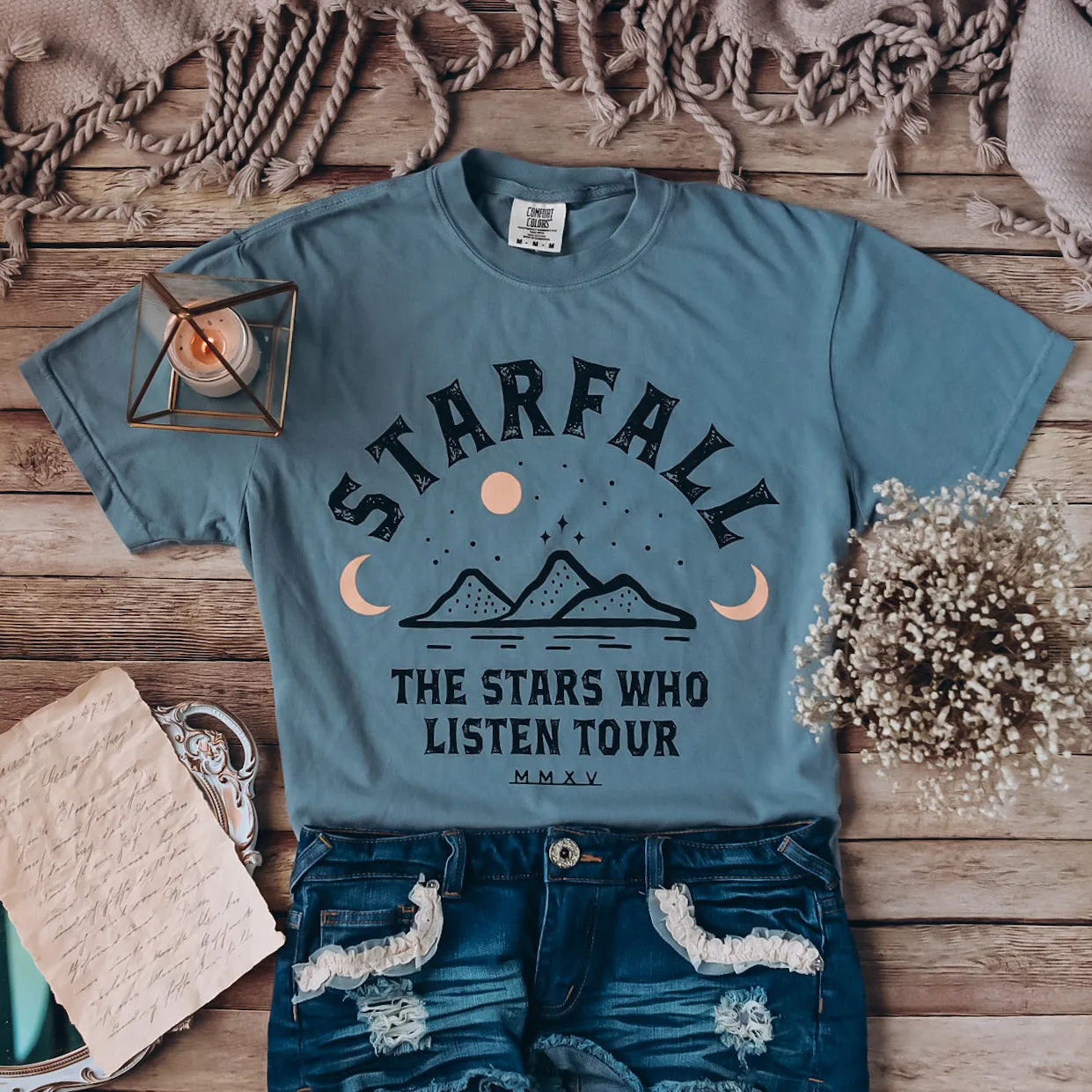 A Court of Thorns and Roses Inspired: Stars Who Listen Tour Heavy Weight Tee sold by The Bookish Box product image thumbnail 4