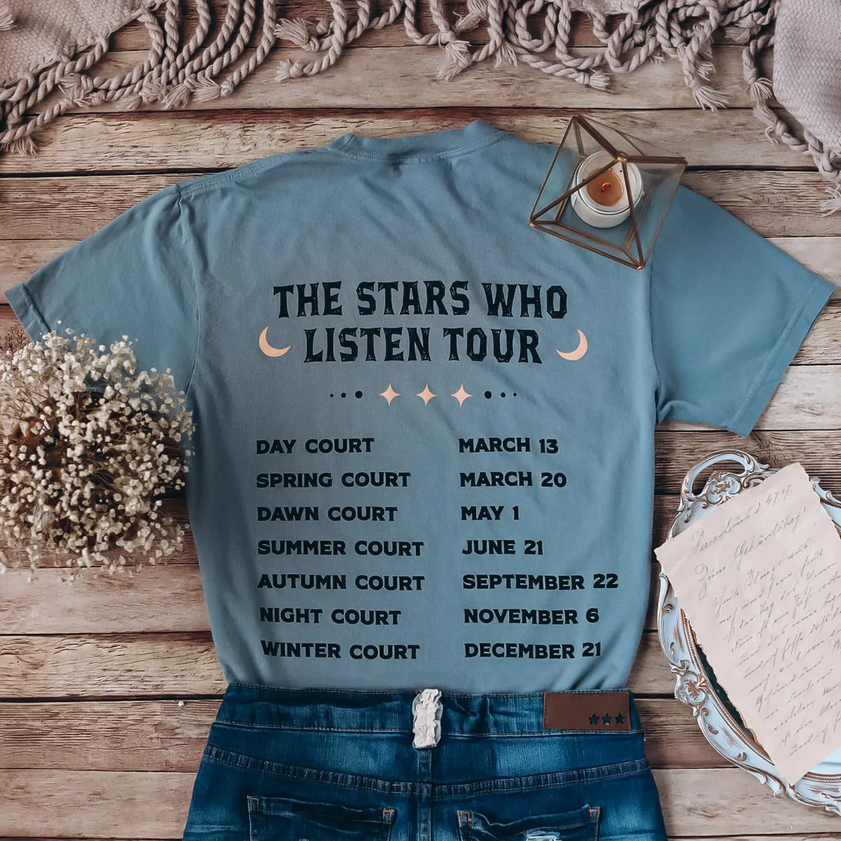 A Court of Thorns and Roses Inspired: Stars Who Listen Tour Heavy Weight Tee sold by The Bookish Box product image thumbnail 5