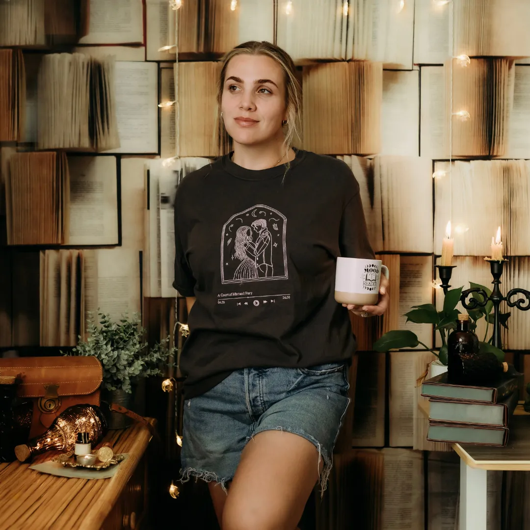 A Court of Mist and Fury Inspired: Audiobook Embroidered Heavy Weight Tee sold by The Bookish Box product image thumbnail 3
